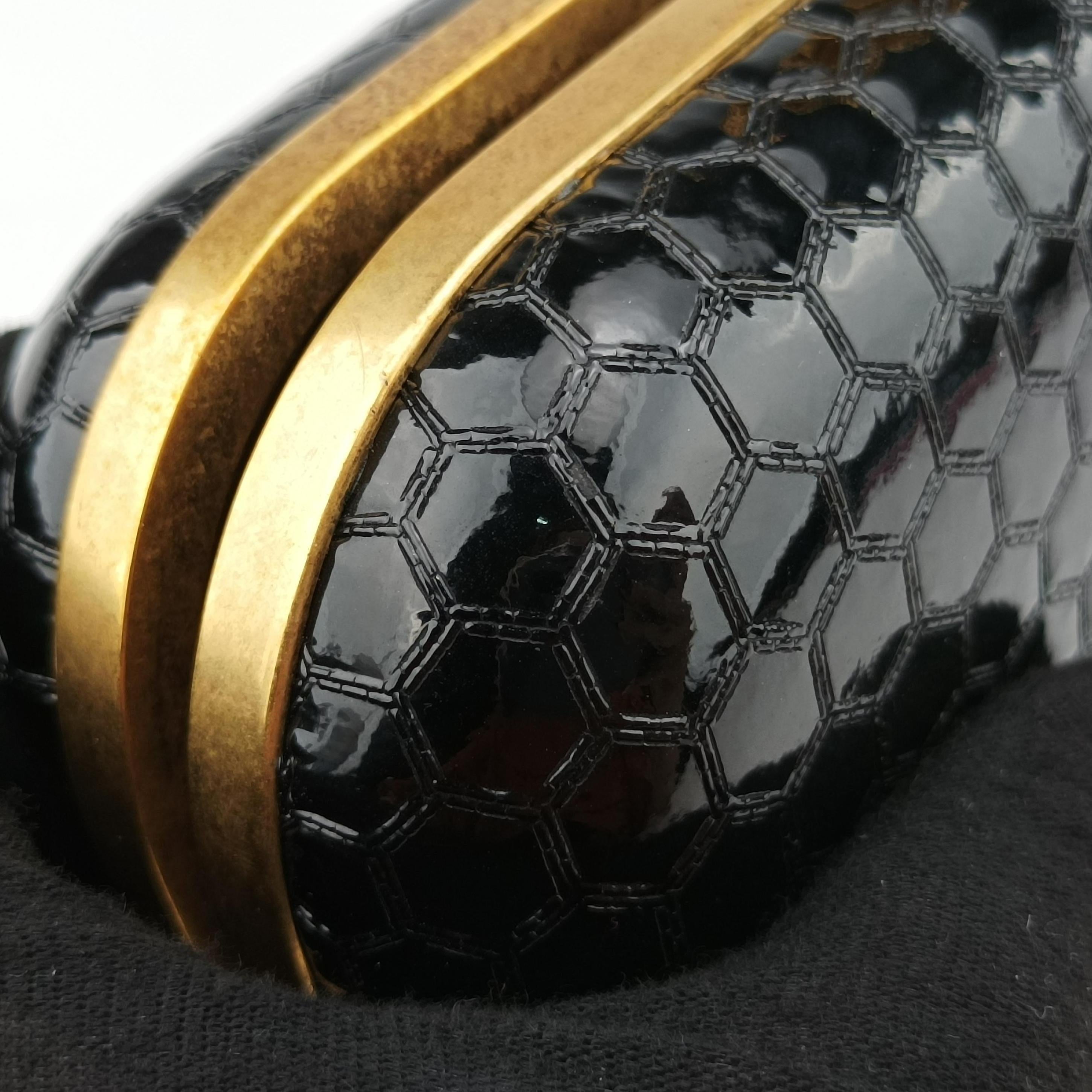 Pre-owned Alexander McQueen Four Ring Black Leather  clutchbag | stylenewstar