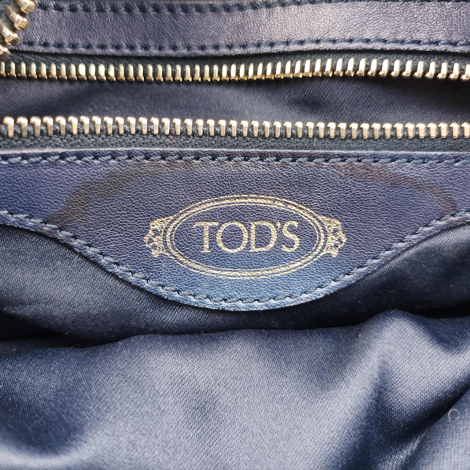 Pre-owned TODS D-Cube Navy x White mink  handbag | stylenewstar