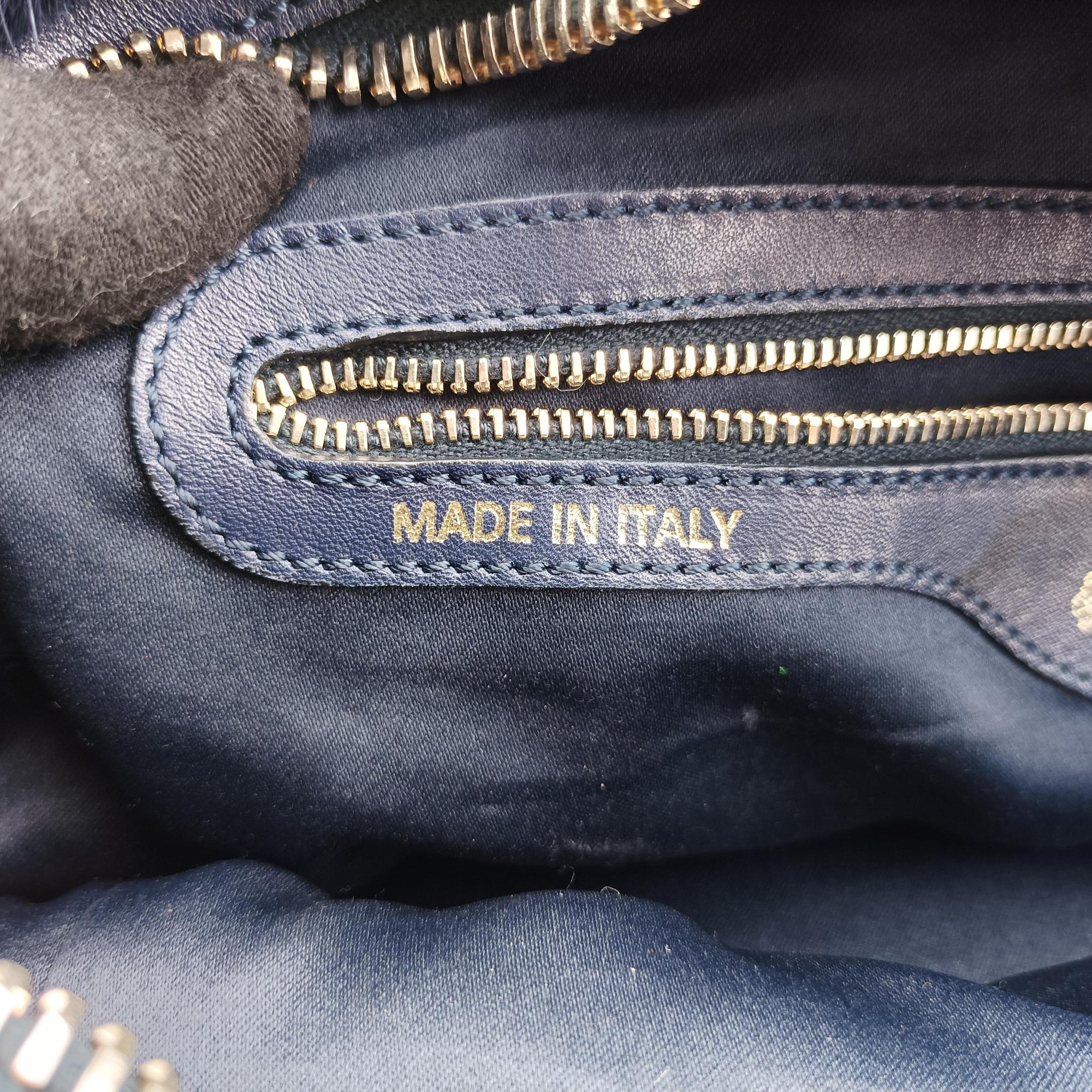 Pre-owned TODS D-Cube Navy x White mink  handbag | stylenewstar