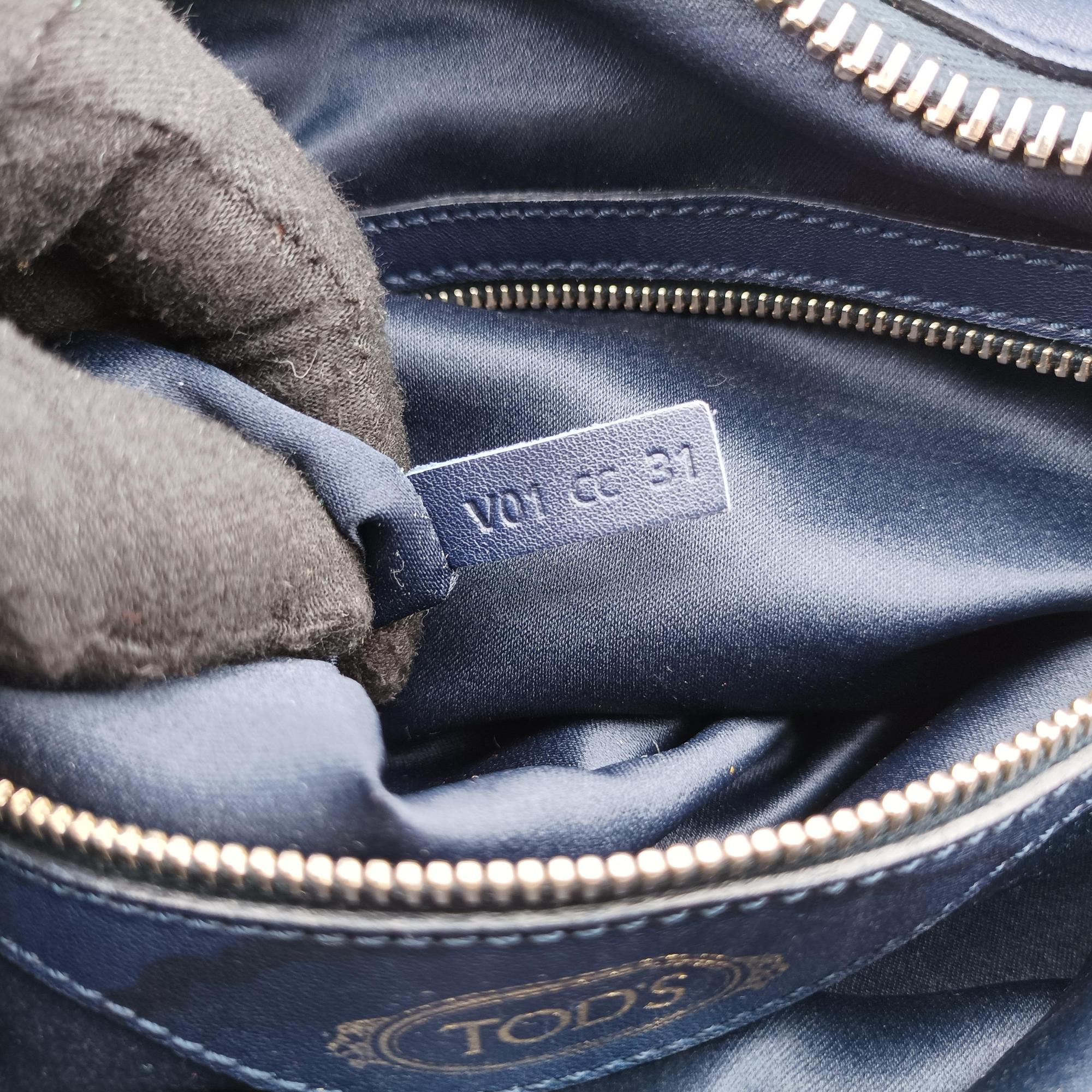 Pre-owned TODS D-Cube Navy x White mink  handbag | stylenewstar