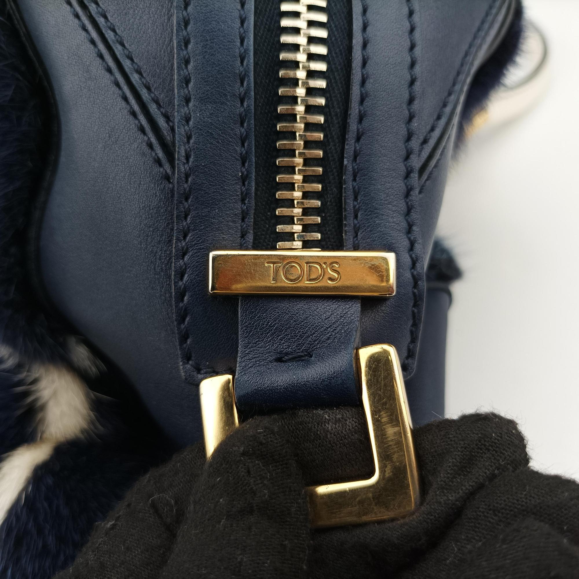 Pre-owned TODS D-Cube Navy x White mink  handbag | stylenewstar