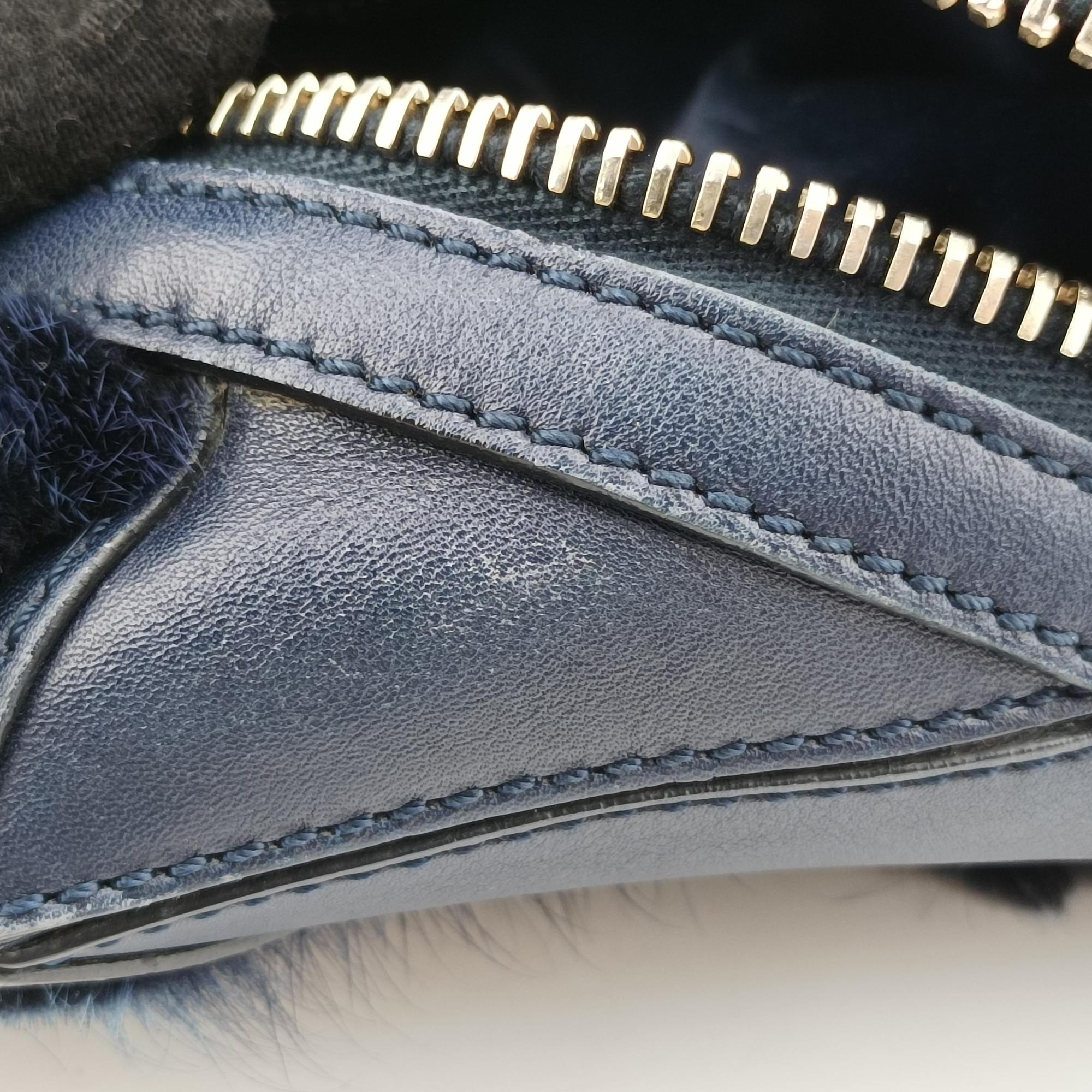 Pre-owned TODS D-Cube Navy x White mink  handbag | stylenewstar