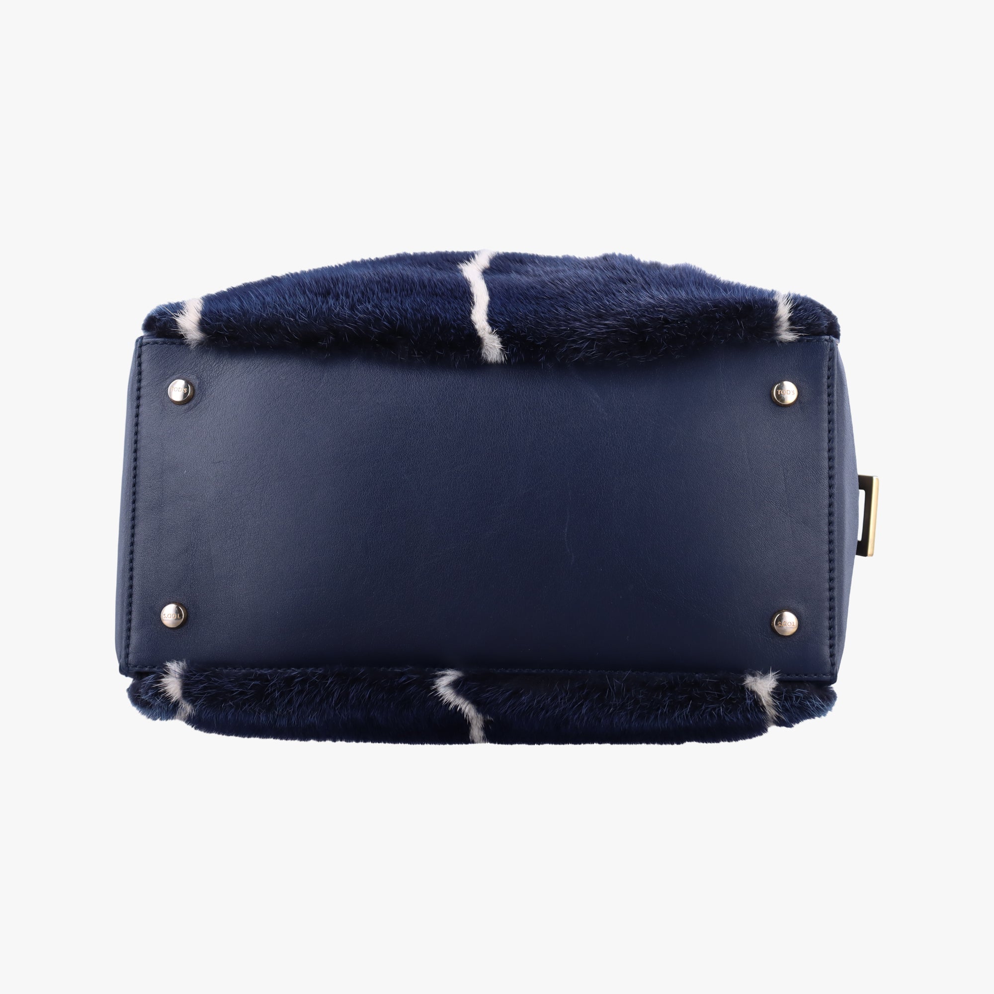 Pre-owned TODS D-Cube Navy x White mink  handbag | stylenewstar