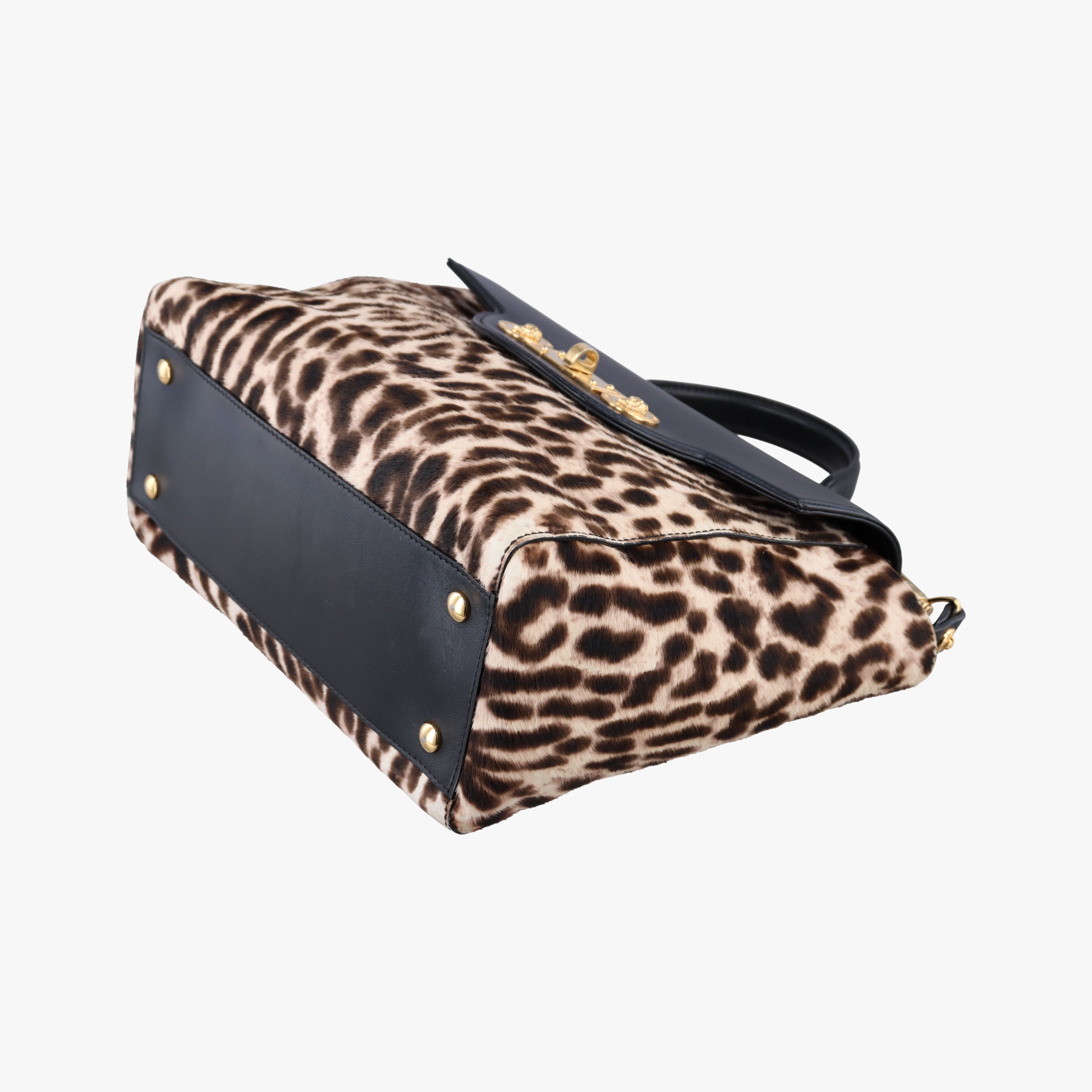 Pre-owned VERSACE medusa Black×Multicolour ponyhair×leather  shoulderbag | stylenewstar