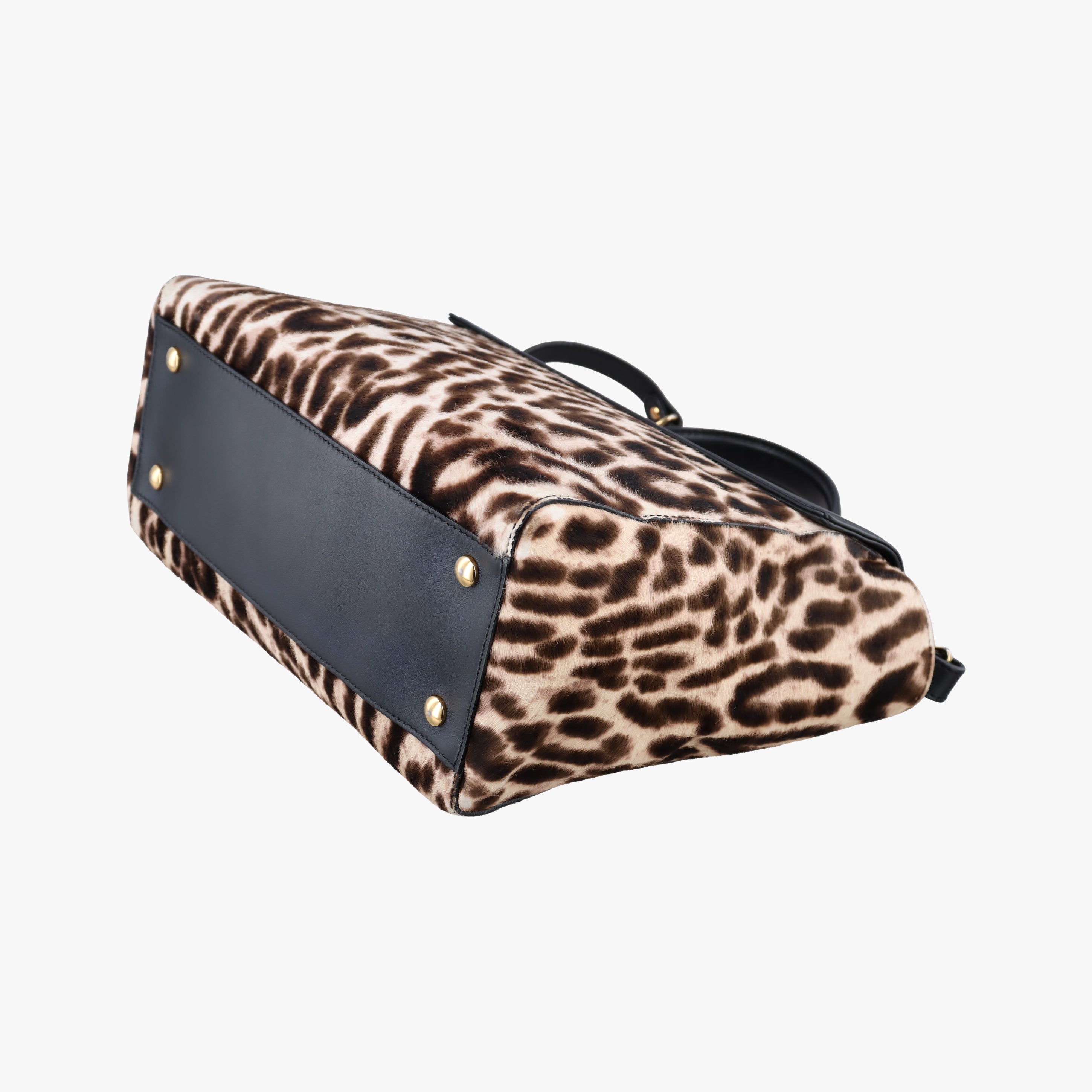 Pre-owned VERSACE medusa Black×Multicolour ponyhair×leather  shoulderbag | stylenewstar