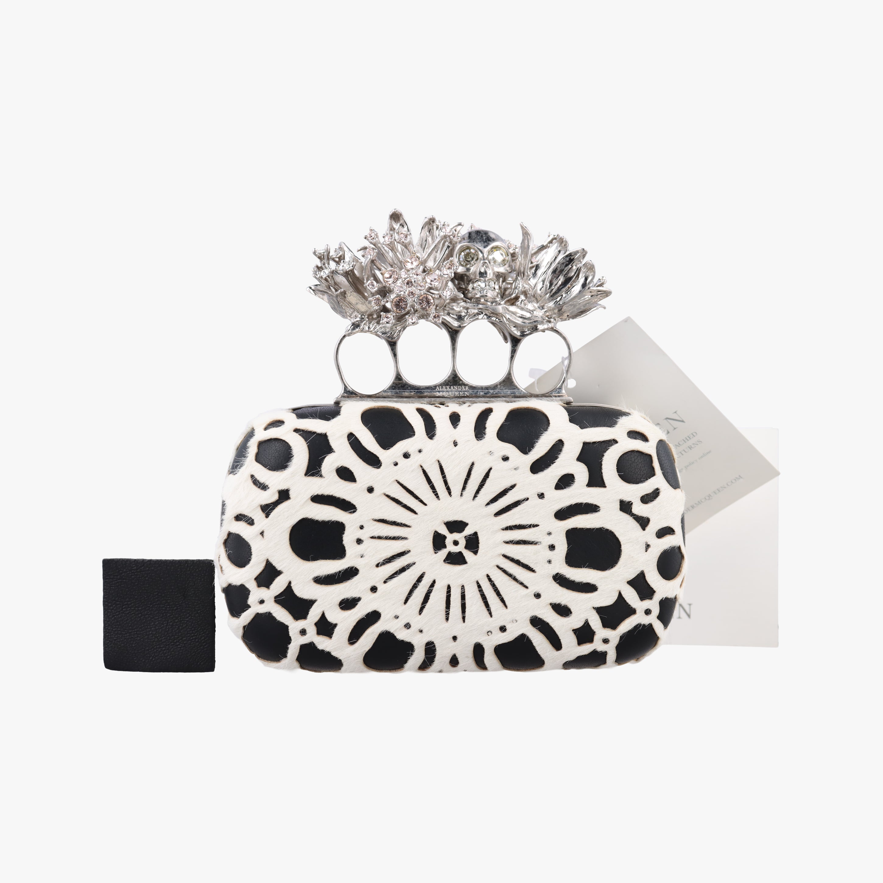 Pre-owned Alexander McQueen Knucklebox Black×White ponyhair  clutchbag | stylenewstar