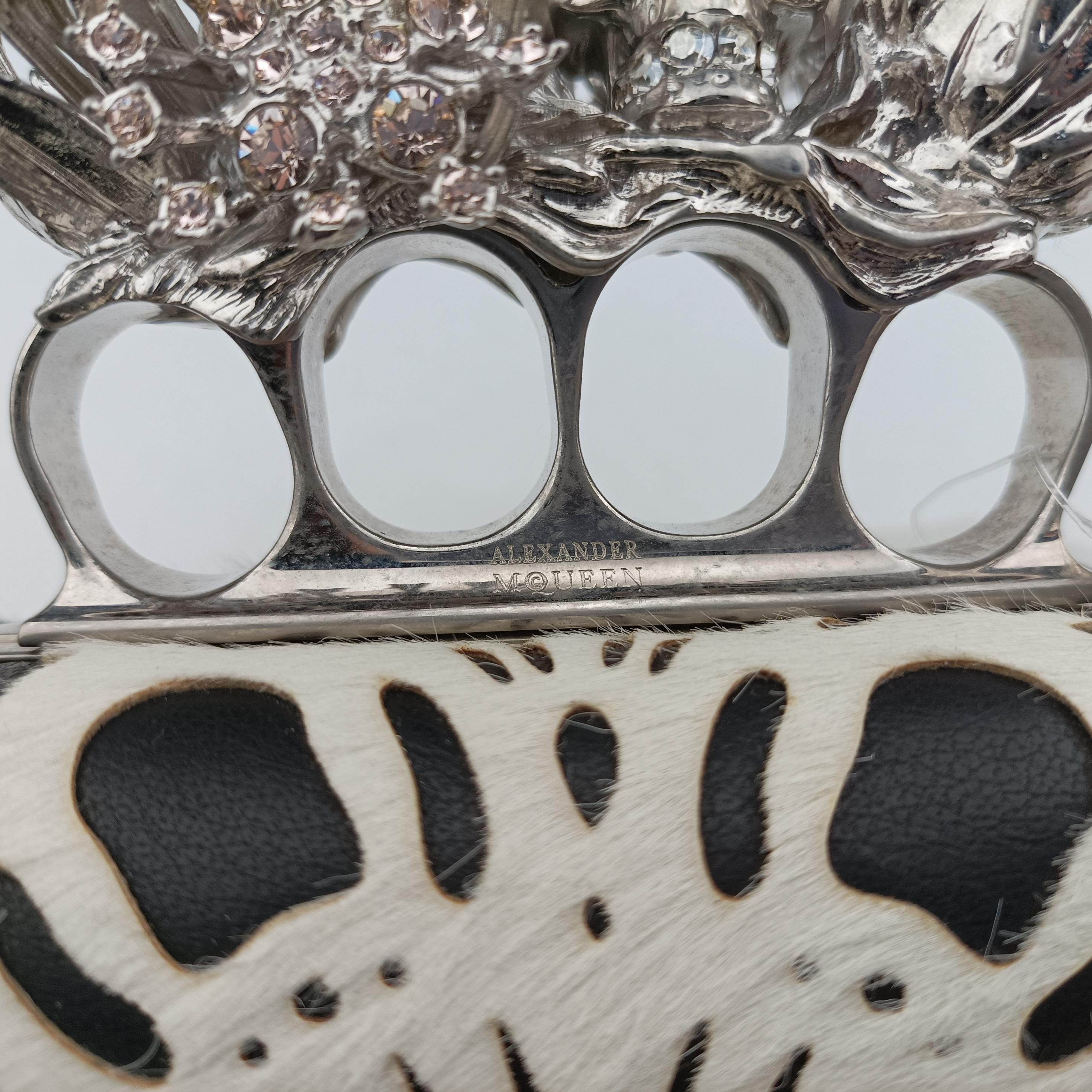 Pre-owned Alexander McQueen Knucklebox Black×White ponyhair  clutchbag | stylenewstar