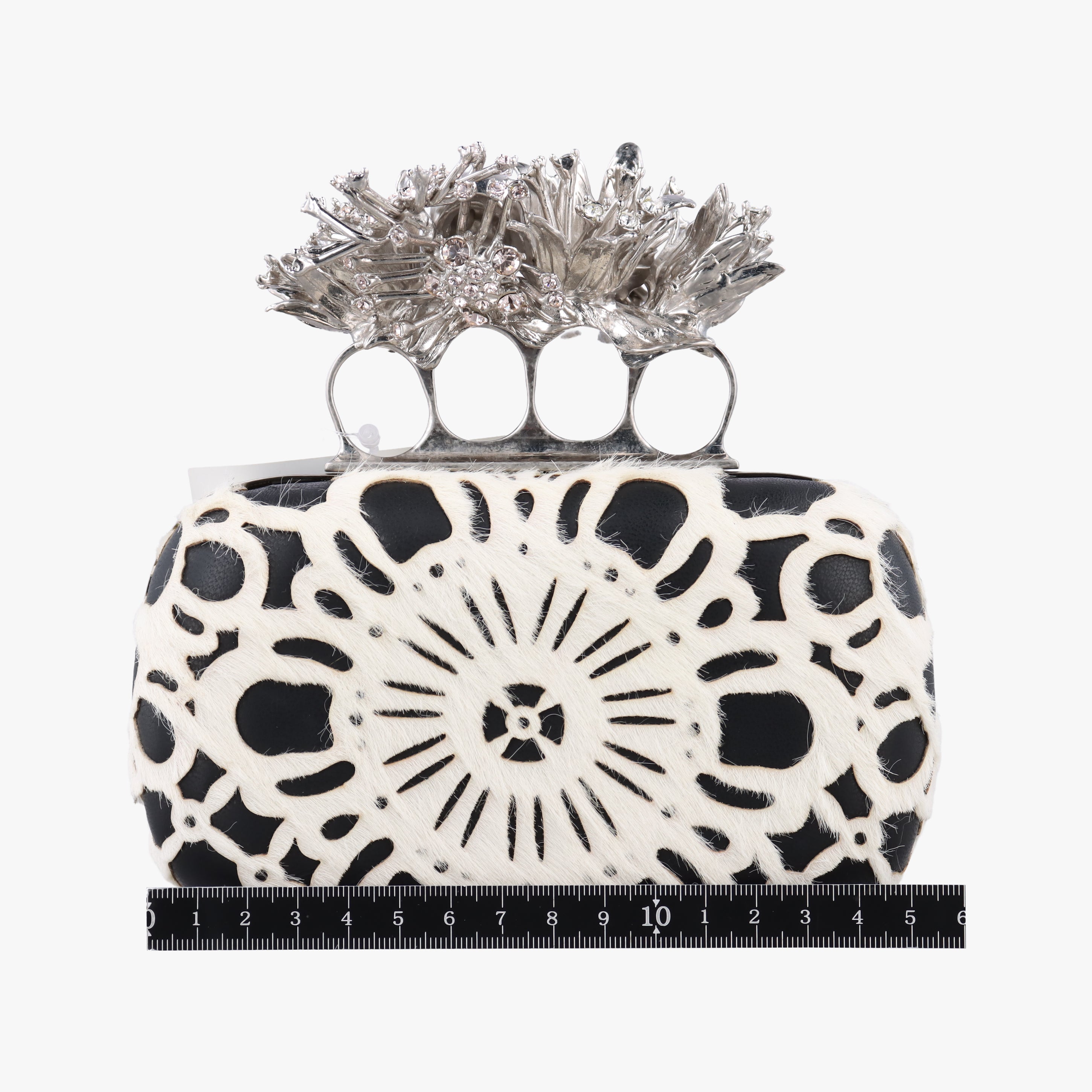Pre-owned Alexander McQueen Knucklebox Black×White ponyhair  clutchbag | stylenewstar
