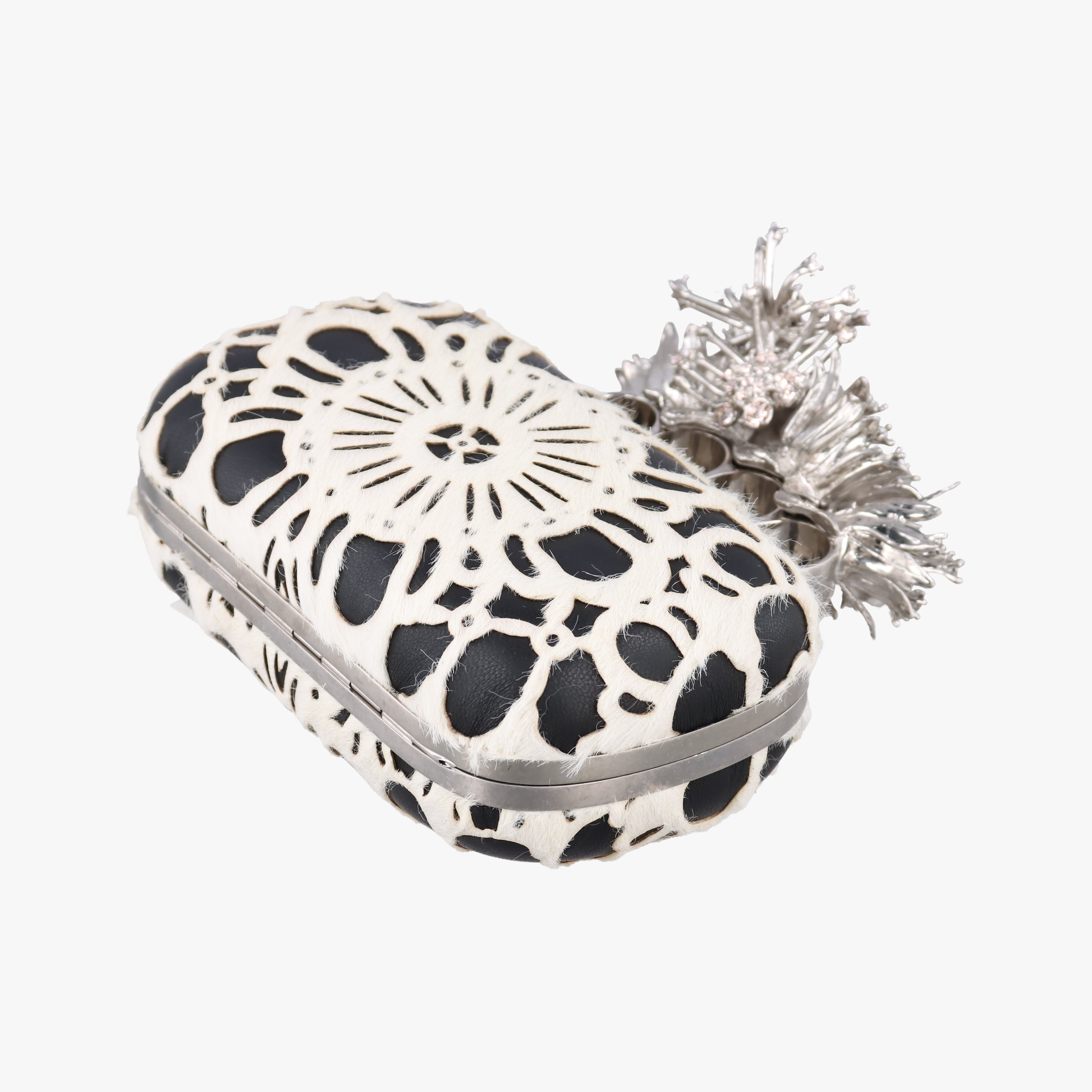 Pre-owned Alexander McQueen Knucklebox Black×White ponyhair  clutchbag | stylenewstar