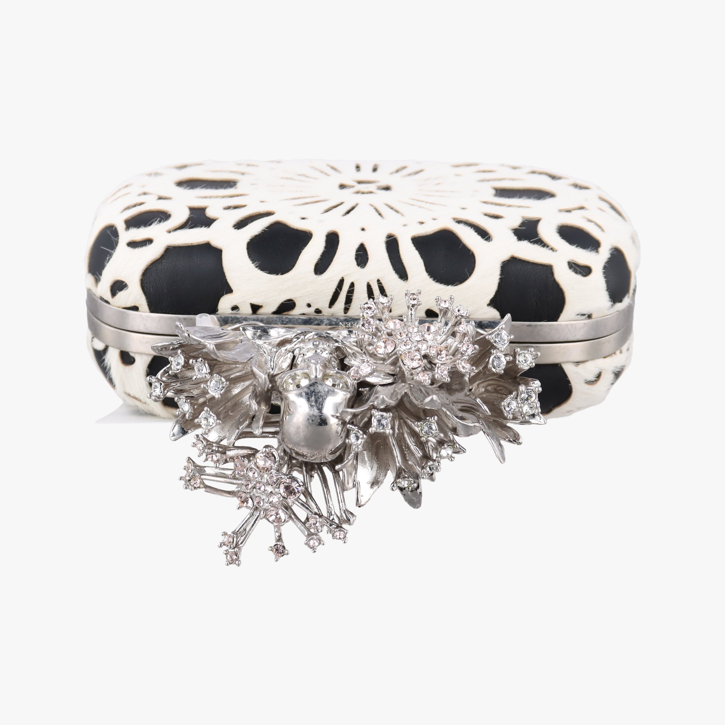 Pre-owned Alexander McQueen Knucklebox Black×White ponyhair  clutchbag | stylenewstar