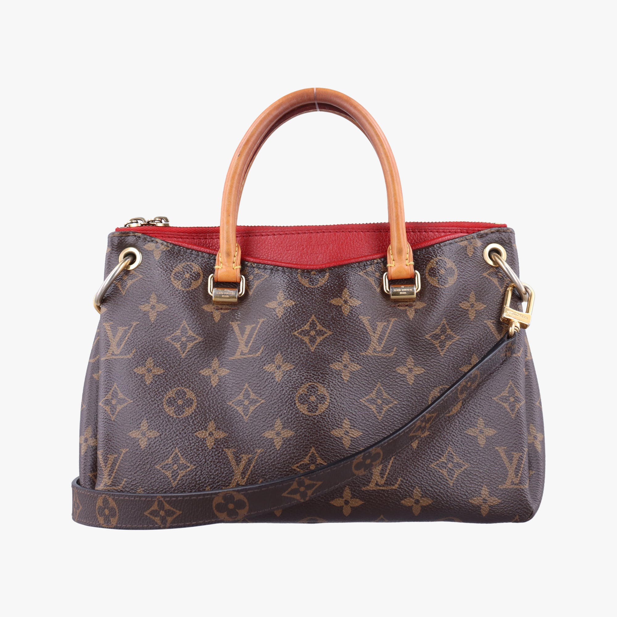 Pre-owned Louis Vuitton Pallas BB Brown×CERISE Monogram canvas M41241 shoulderbag | stylenewstar