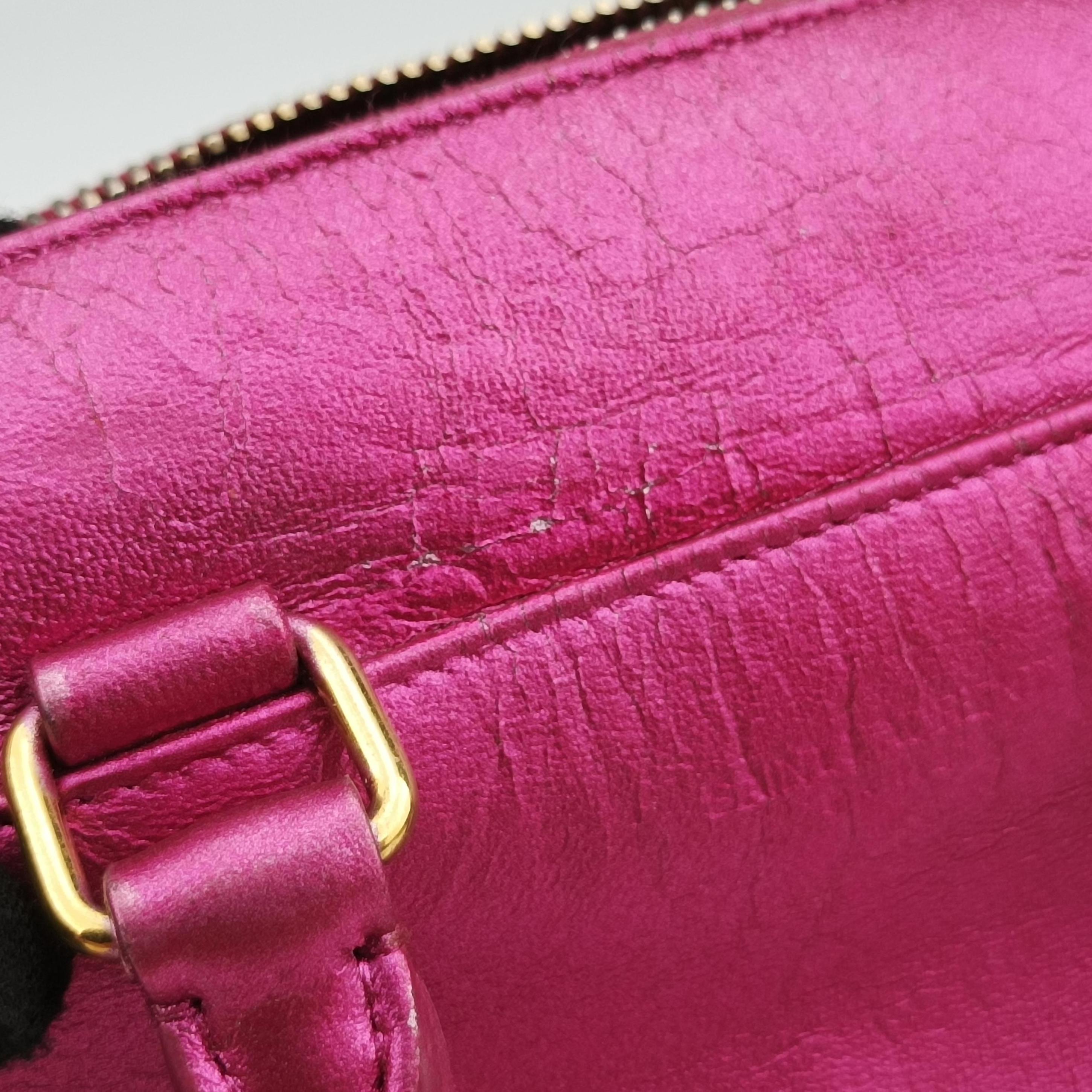 Secondhand Yves Saint Laurent CLASSIC BABY DUFFLE Rose Leather 340238 shoulderbag | stylenewstar