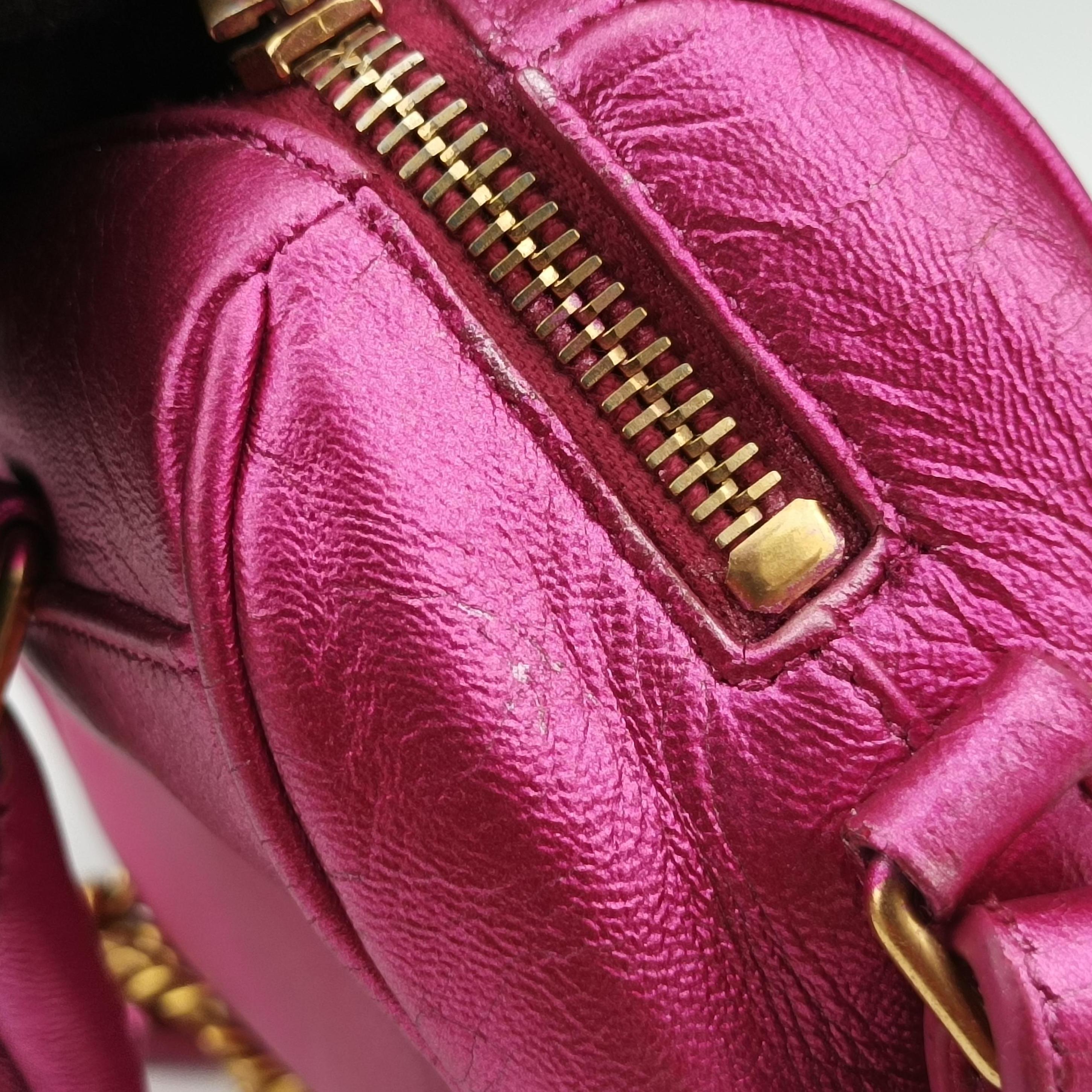 Secondhand Yves Saint Laurent CLASSIC BABY DUFFLE Rose Leather 340238 shoulderbag | stylenewstar