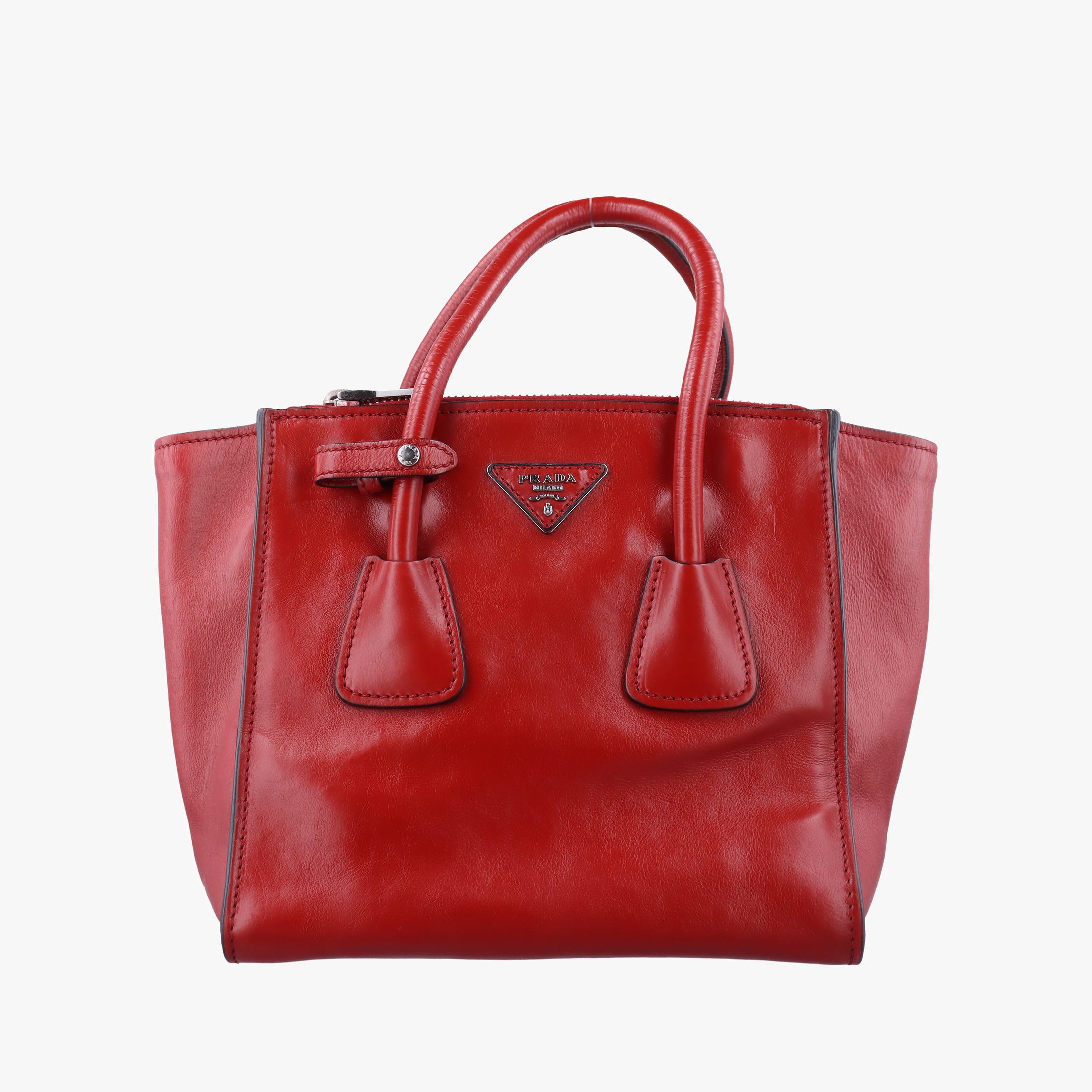 Vintage Prada Twin Pocket Double Handle Tote Red Leather BN2625 handbag | stylenewstar
