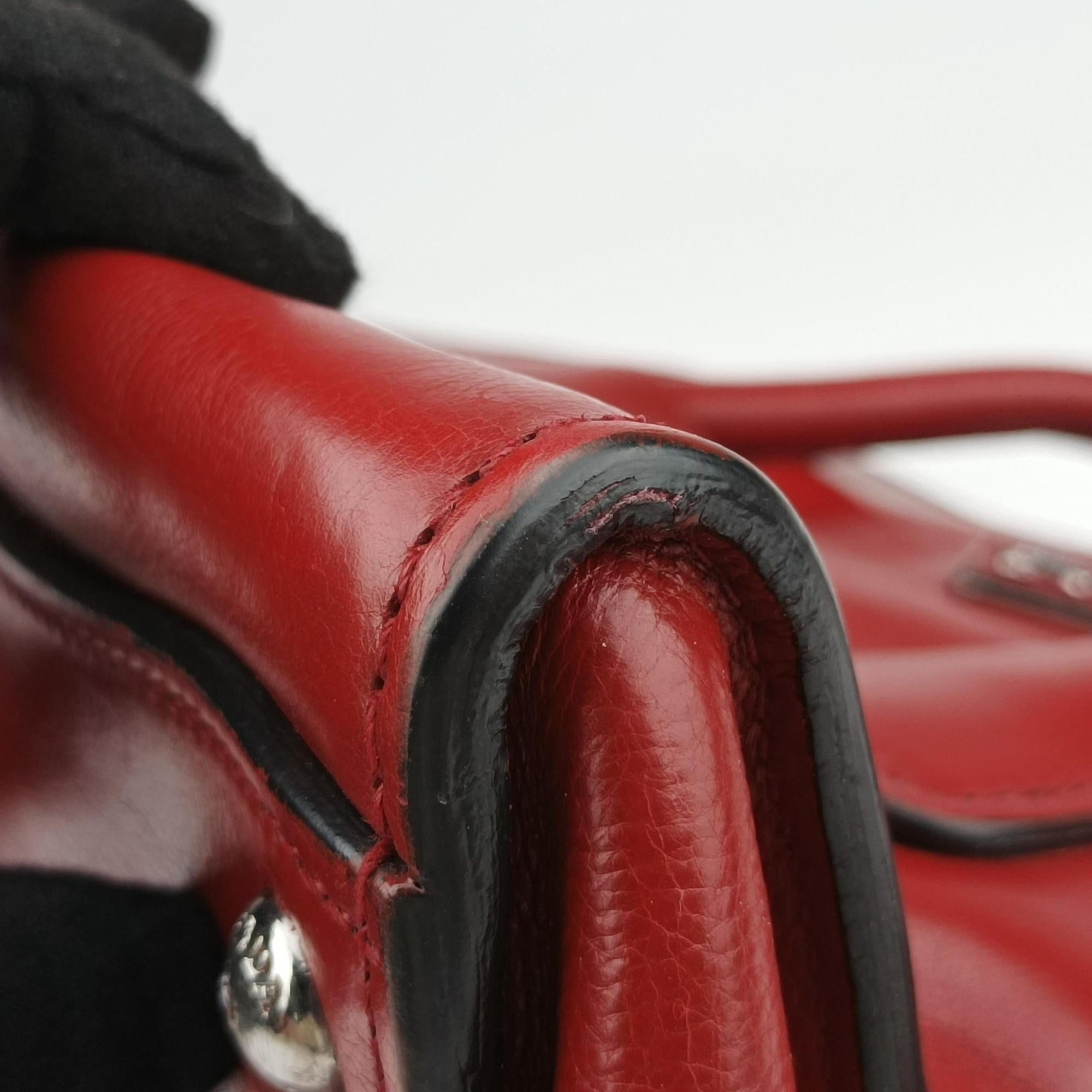 Vintage Prada Twin Pocket Double Handle Tote Red Leather BN2625 handbag | stylenewstar