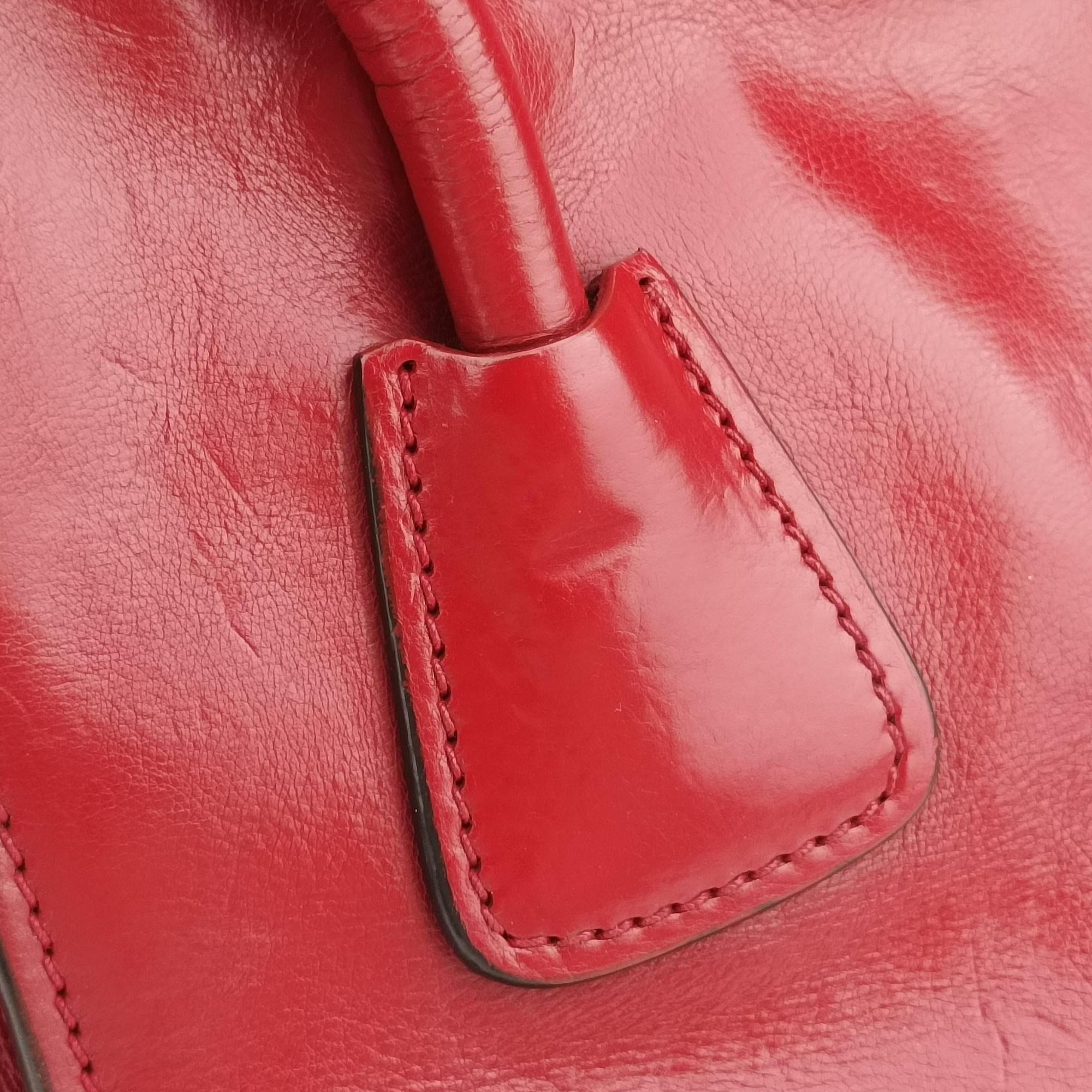 Vintage Prada Twin Pocket Double Handle Tote Red Leather BN2625 handbag | stylenewstar