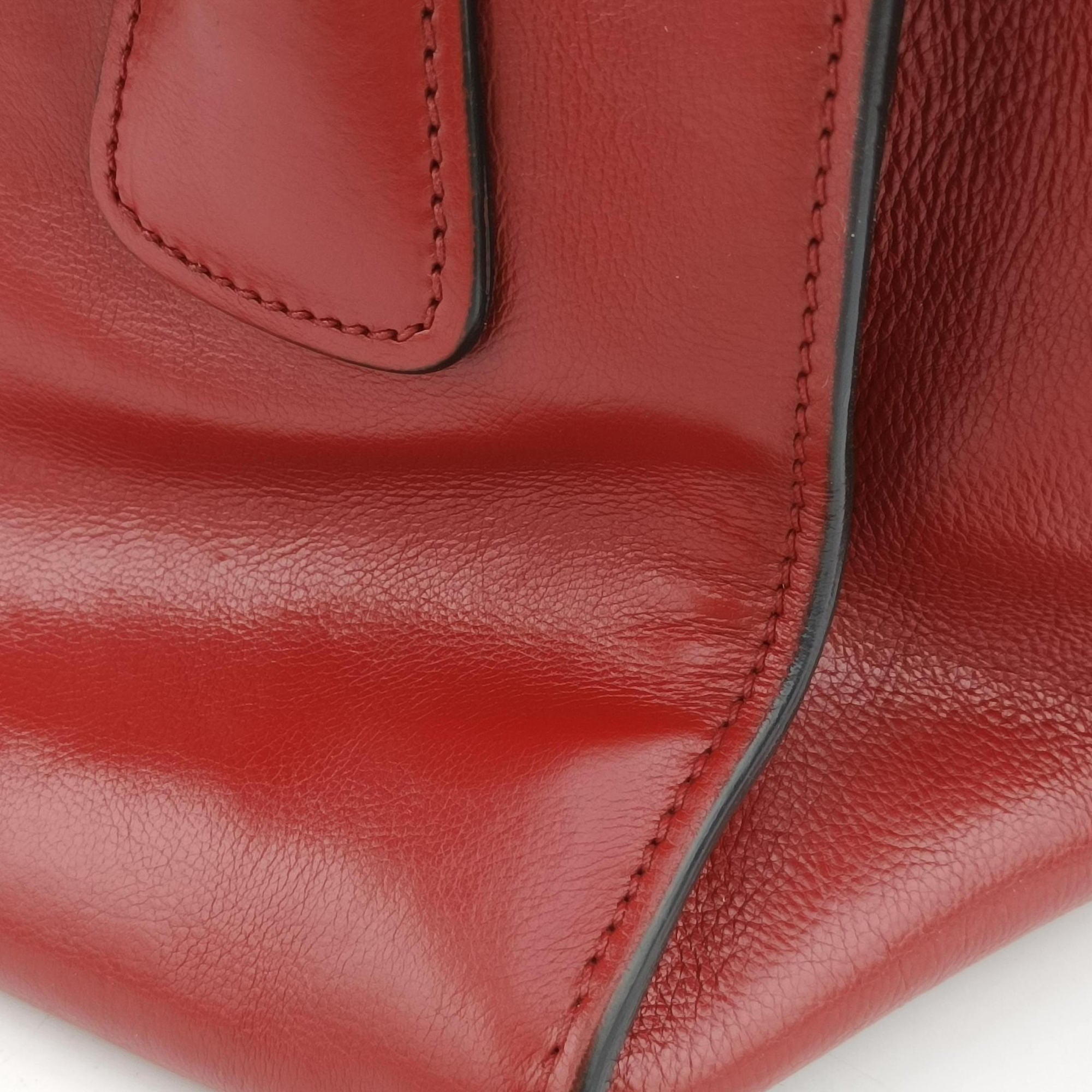Vintage Prada Twin Pocket Double Handle Tote Red Leather BN2625 handbag | stylenewstar