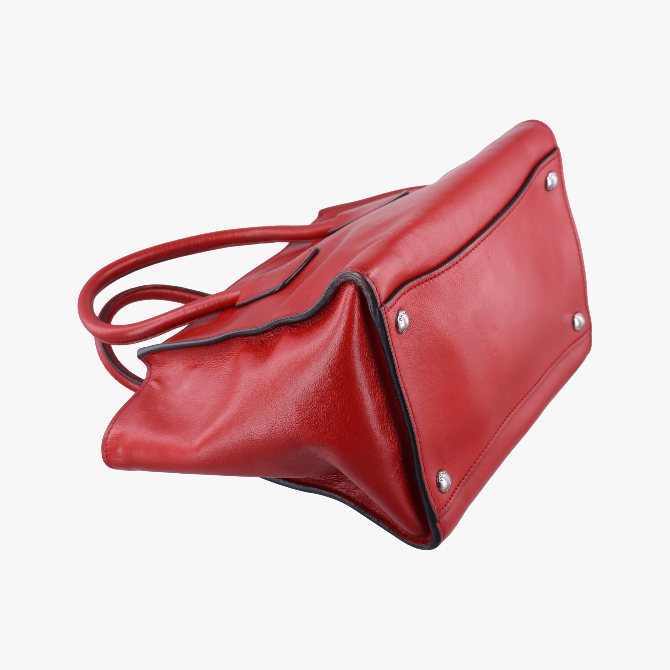Vintage Prada Twin Pocket Double Handle Tote Red Leather BN2625 handbag | stylenewstar