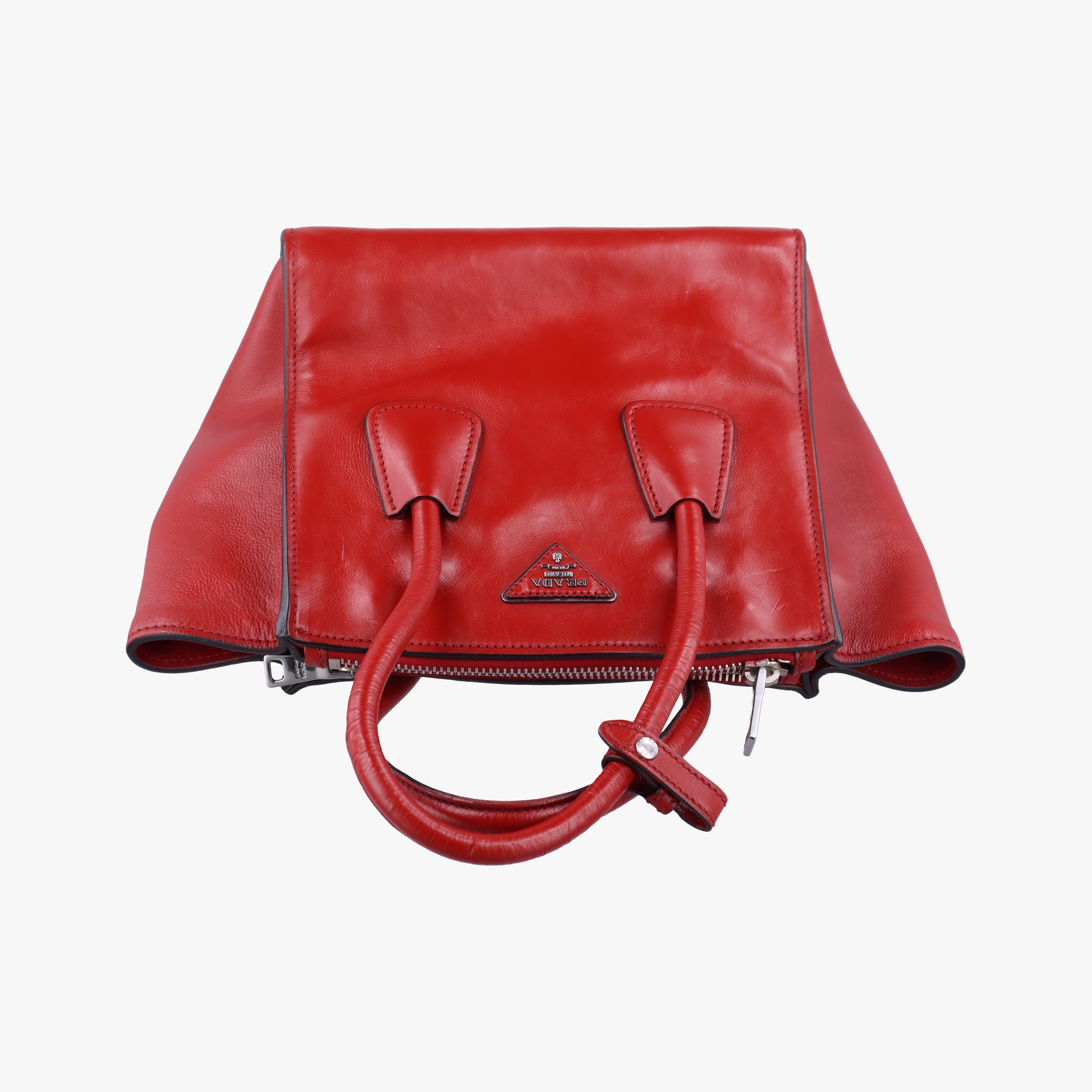 Vintage Prada Twin Pocket Double Handle Tote Red Leather BN2625 handbag | stylenewstar