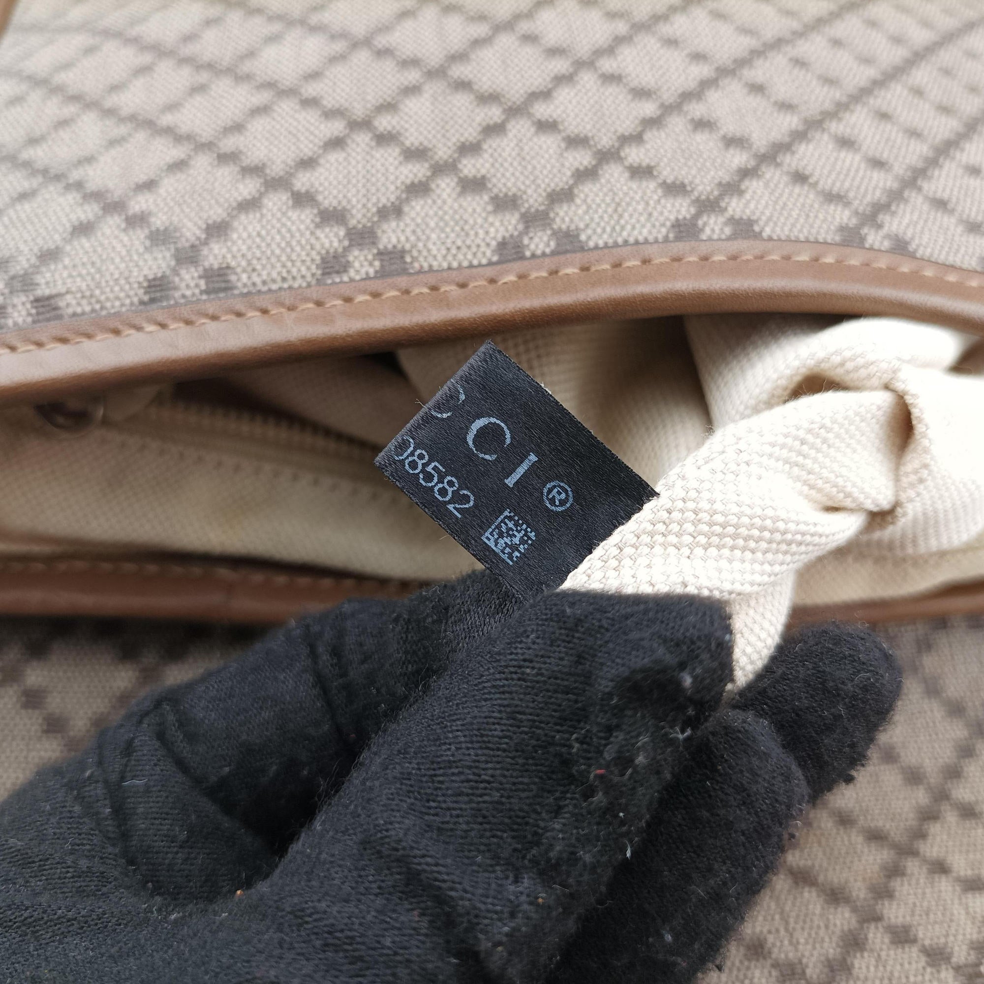 Pre-owned Gucci Diamante Brown canvas×leather 295679 shoulderbag | stylenewstar