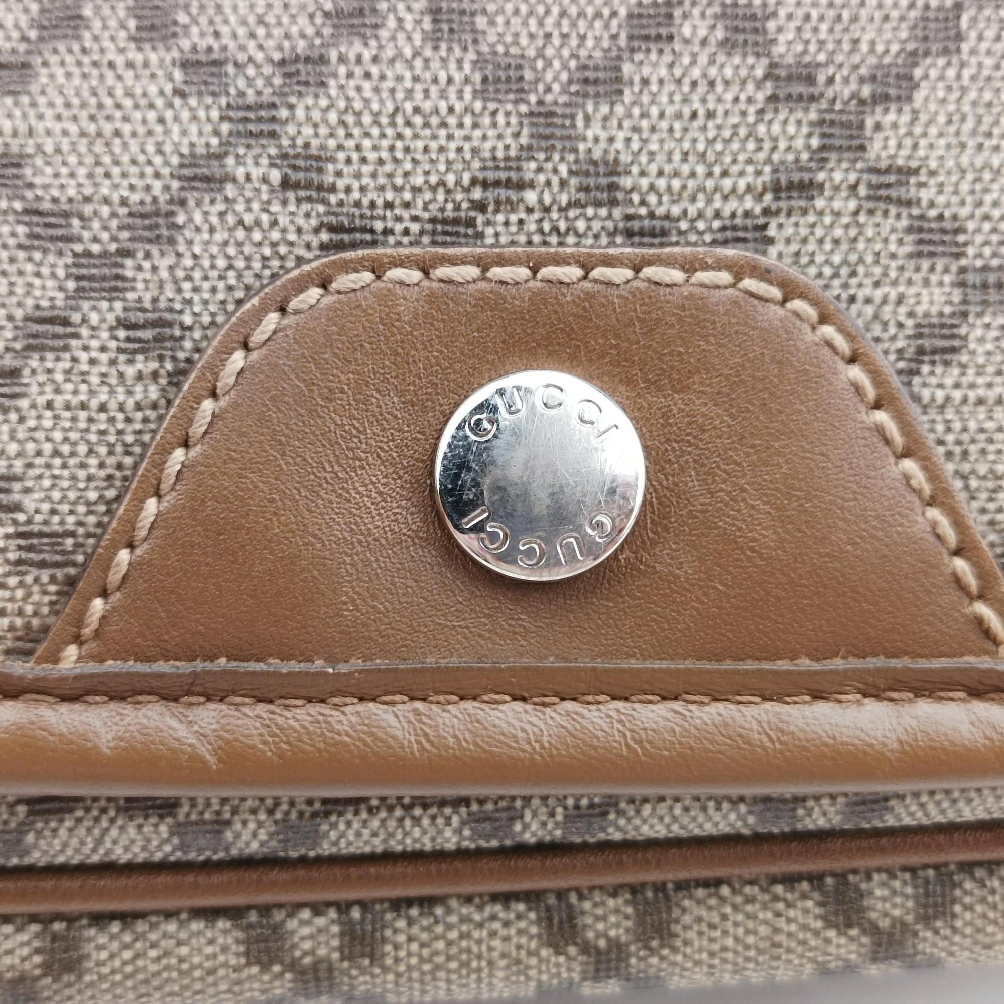 Pre-owned Gucci Diamante Brown canvas×leather 295679 shoulderbag | stylenewstar