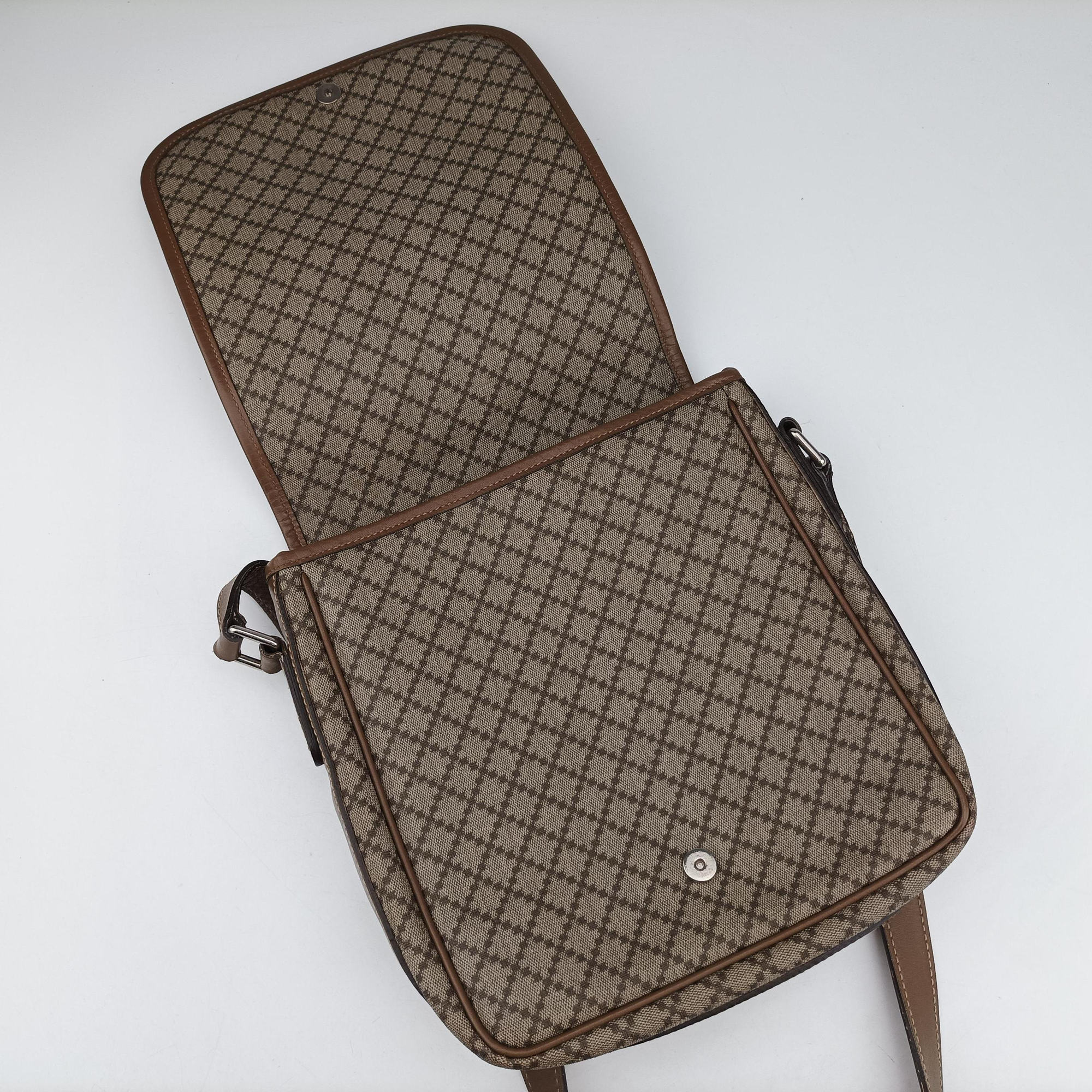 Pre-owned Gucci Diamante Brown canvas×leather 295679 shoulderbag | stylenewstar