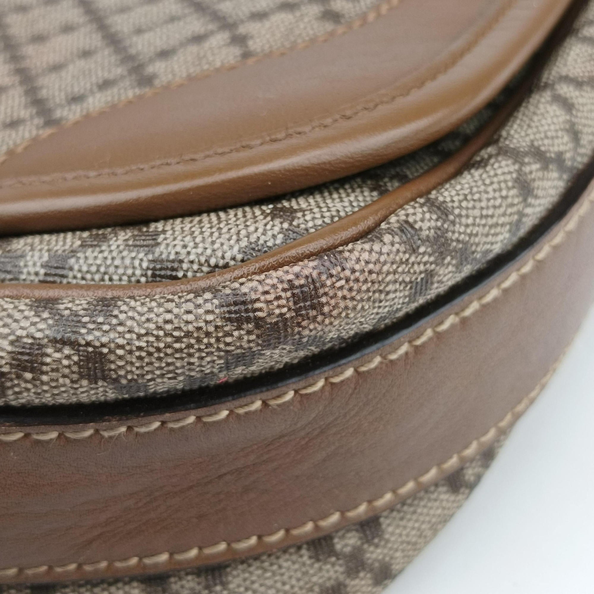 Pre-owned Gucci Diamante Brown canvas×leather 295679 shoulderbag | stylenewstar