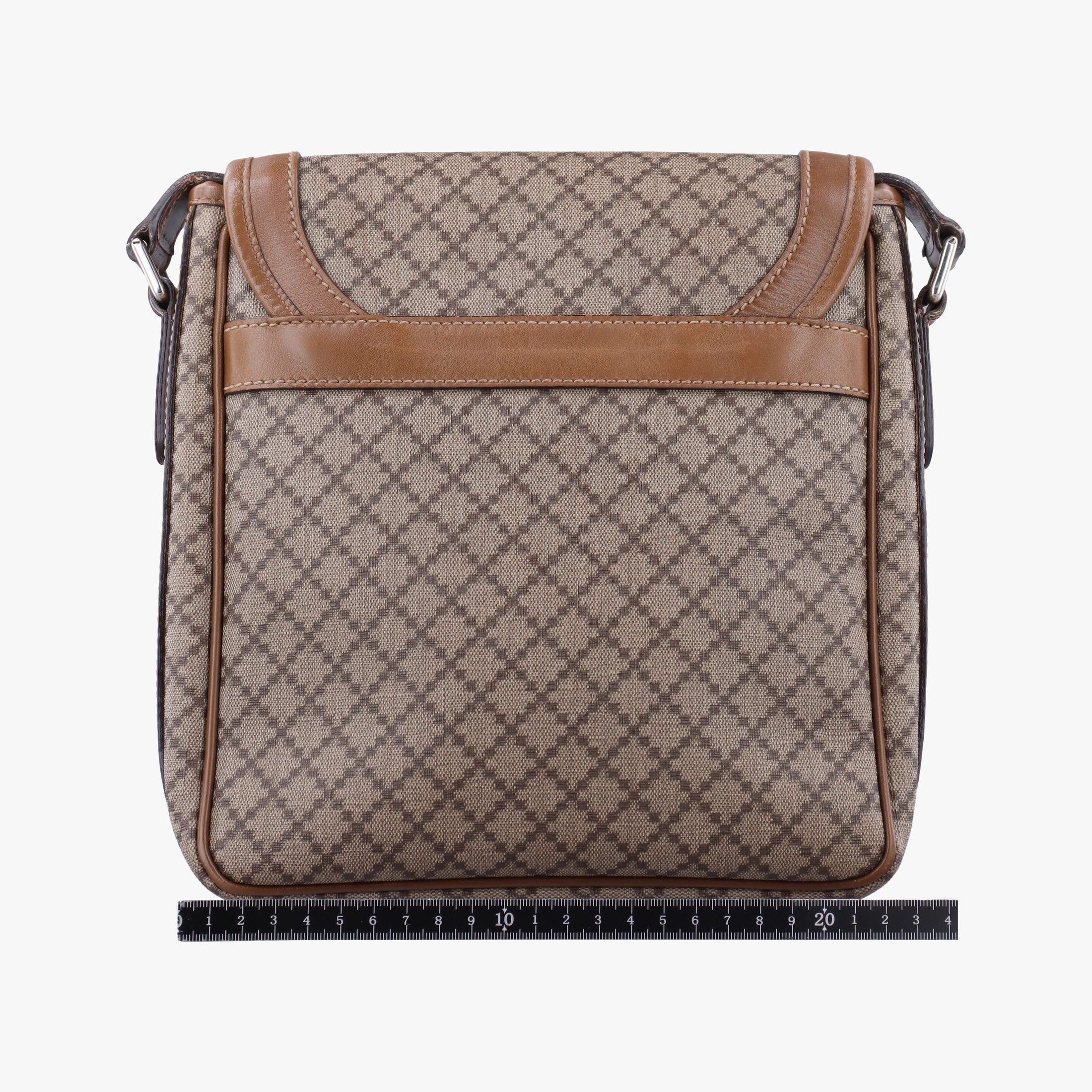 Pre-owned Gucci Diamante Brown canvas×leather 295679 shoulderbag | stylenewstar