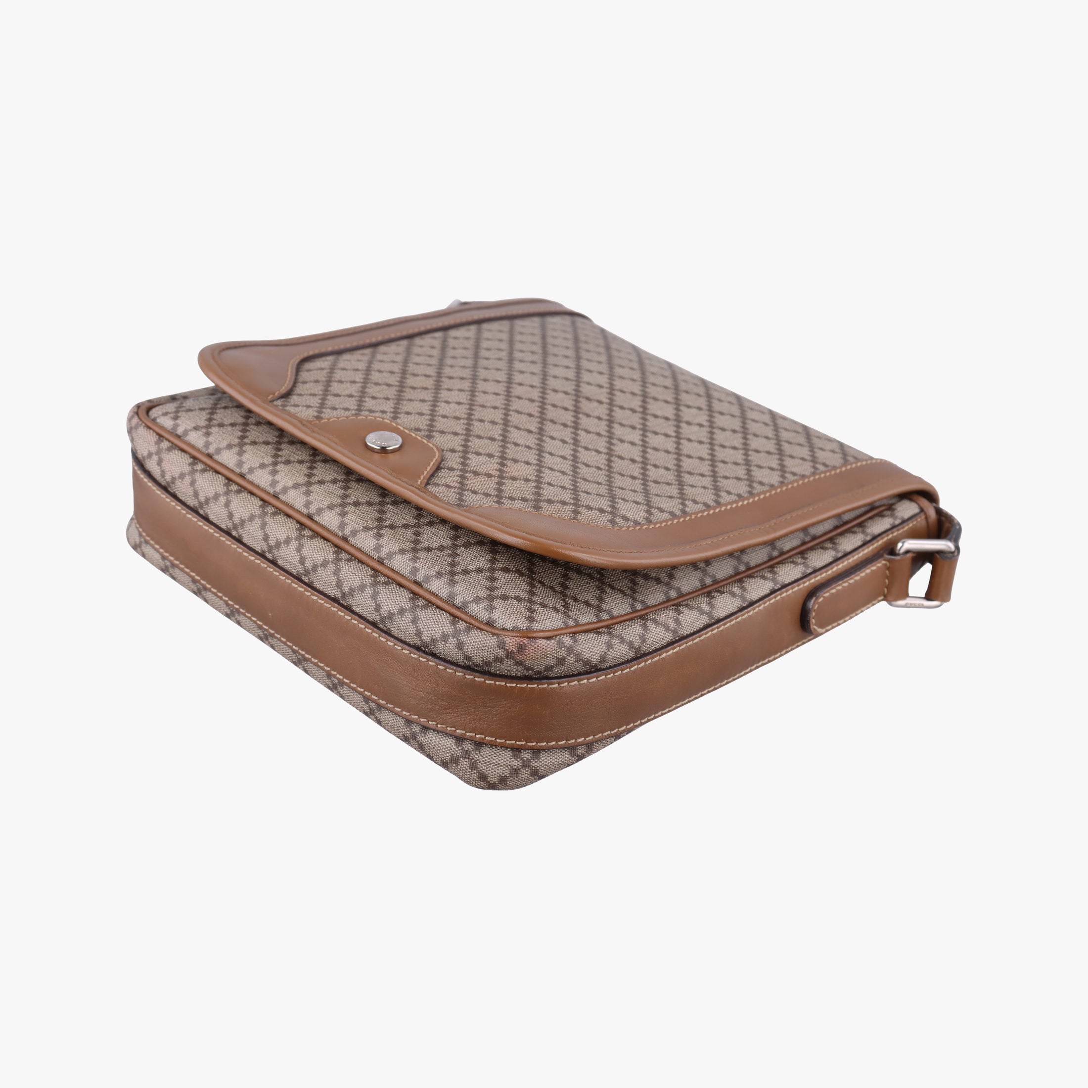 Pre-owned Gucci Diamante Brown canvas×leather 295679 shoulderbag | stylenewstar