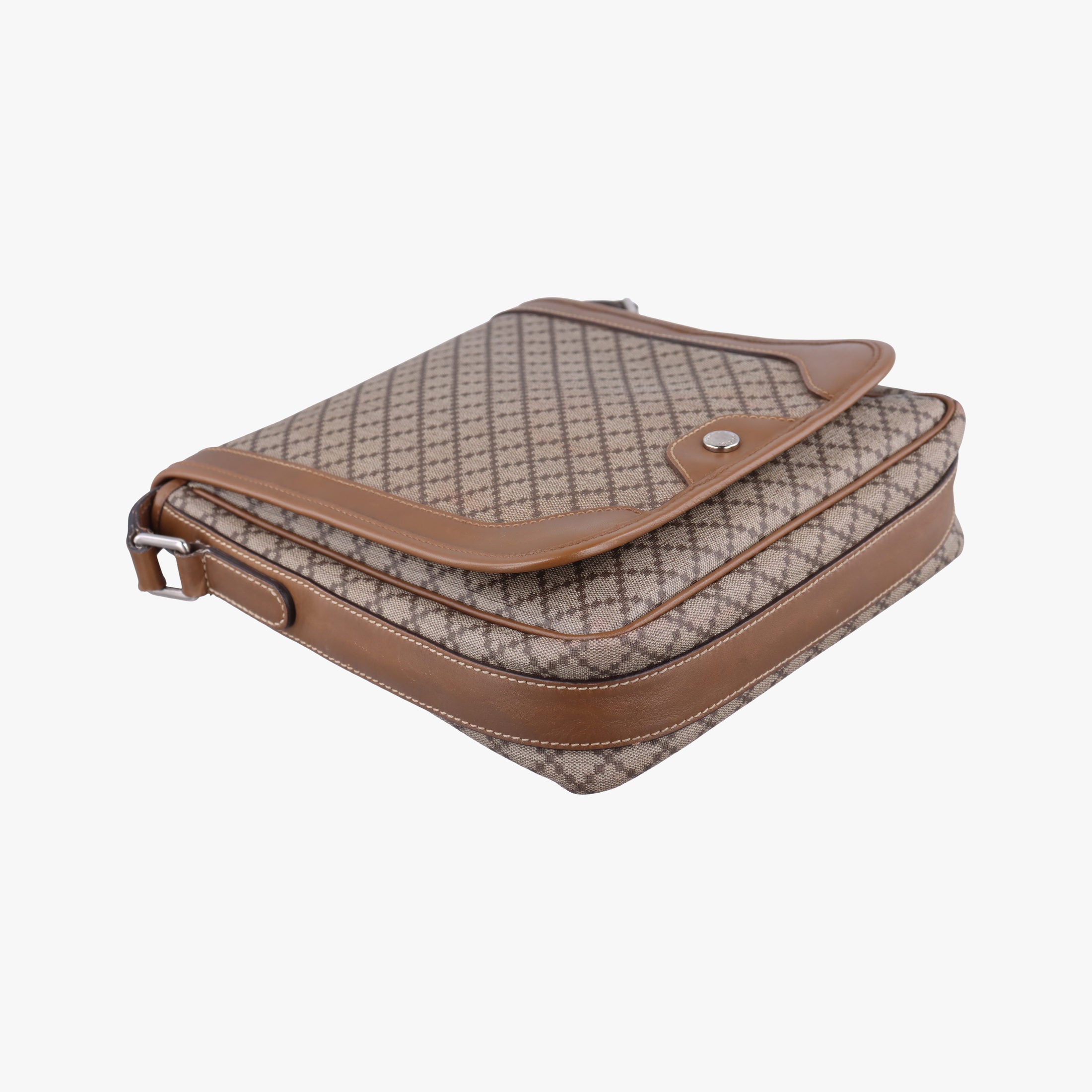 Pre-owned Gucci Diamante Brown canvas×leather 295679 shoulderbag | stylenewstar