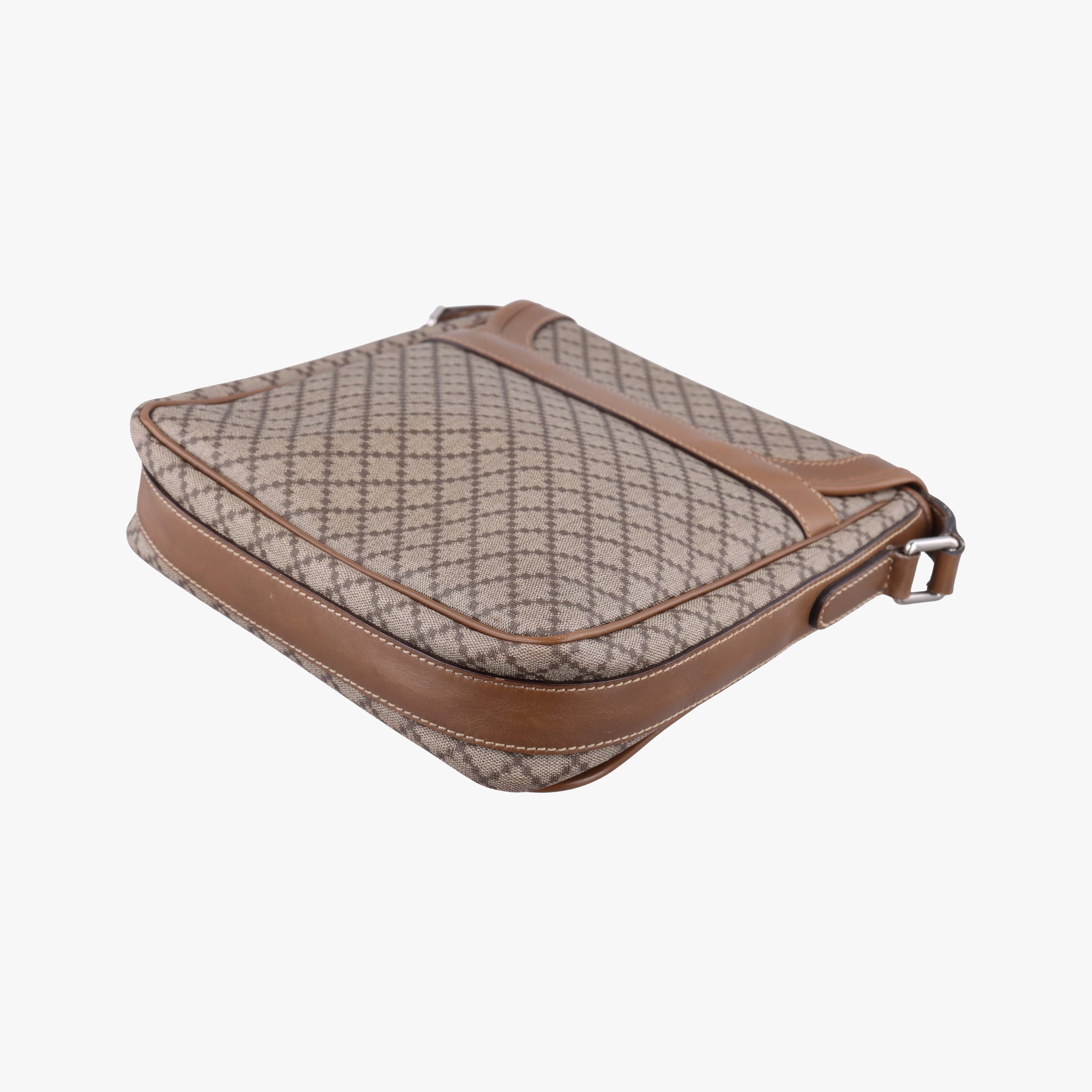 Pre-owned Gucci Diamante Brown canvas×leather 295679 shoulderbag | stylenewstar