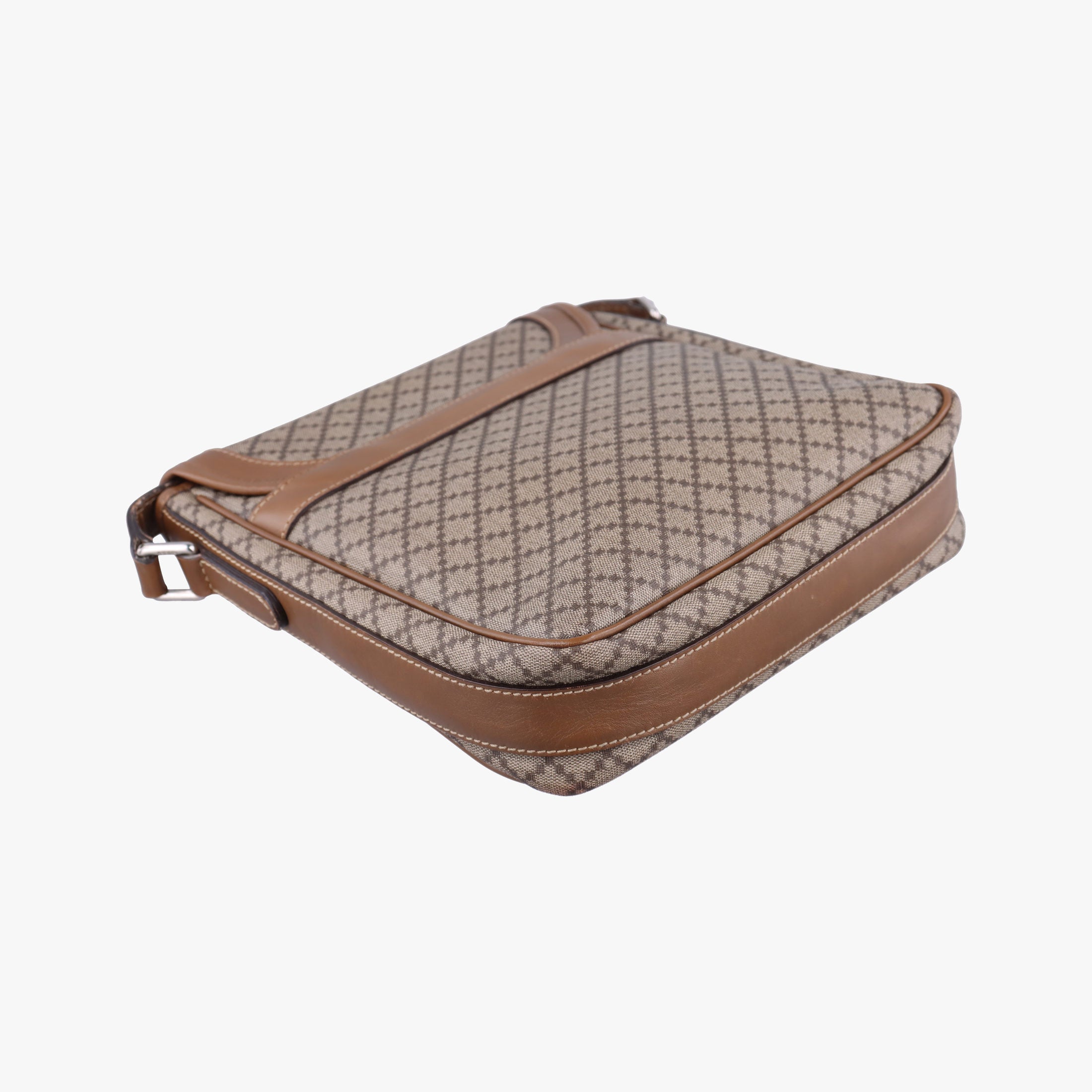 Pre-owned Gucci Diamante Brown canvas×leather 295679 shoulderbag | stylenewstar