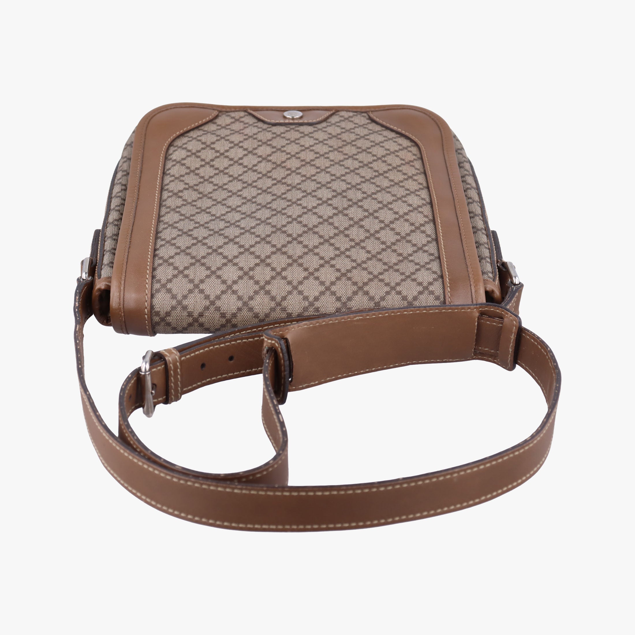 Pre-owned Gucci Diamante Brown canvas×leather 295679 shoulderbag | stylenewstar