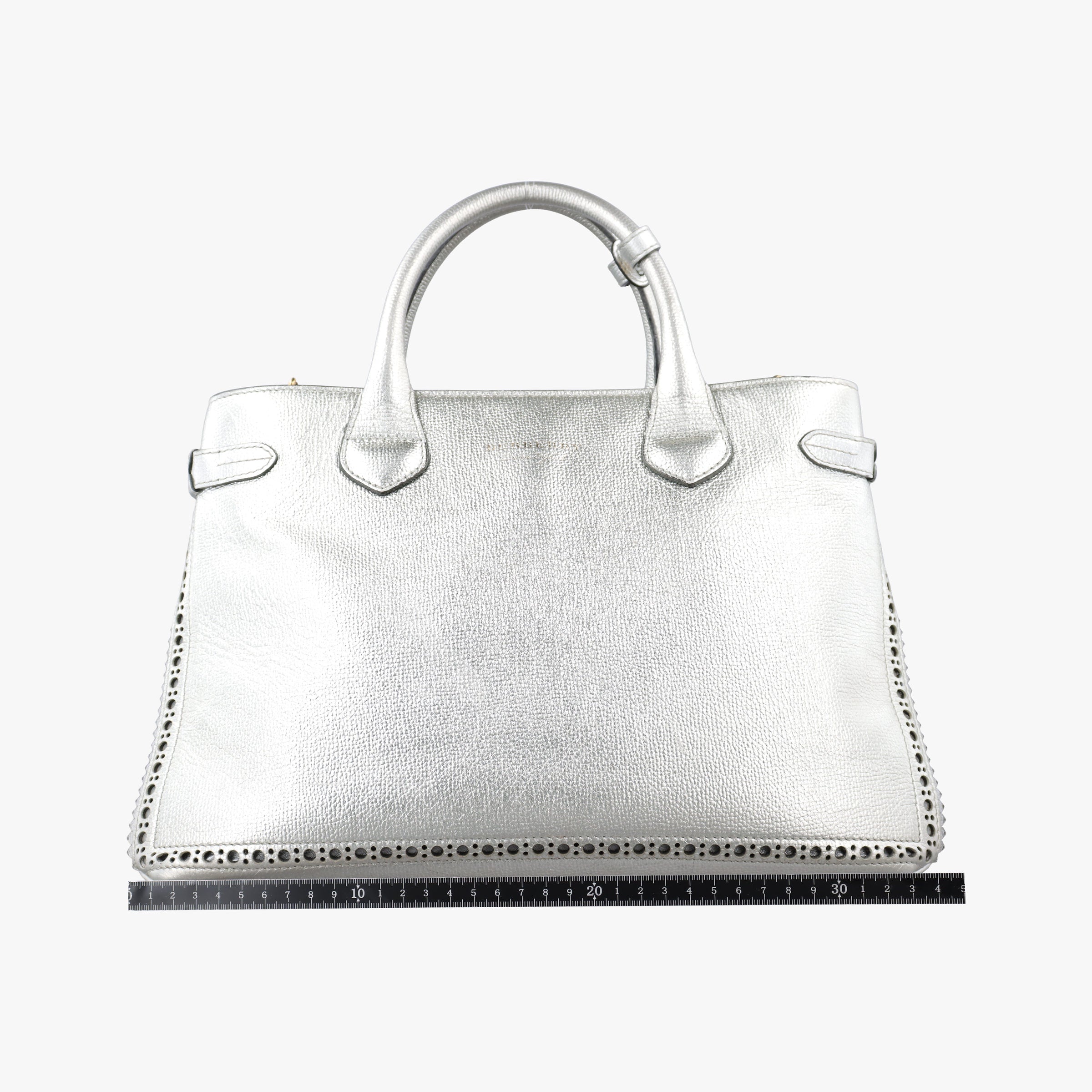 Pre-owned Burberry Medium Brogue Banner Silver leather  shoulderbag | stylenewstar