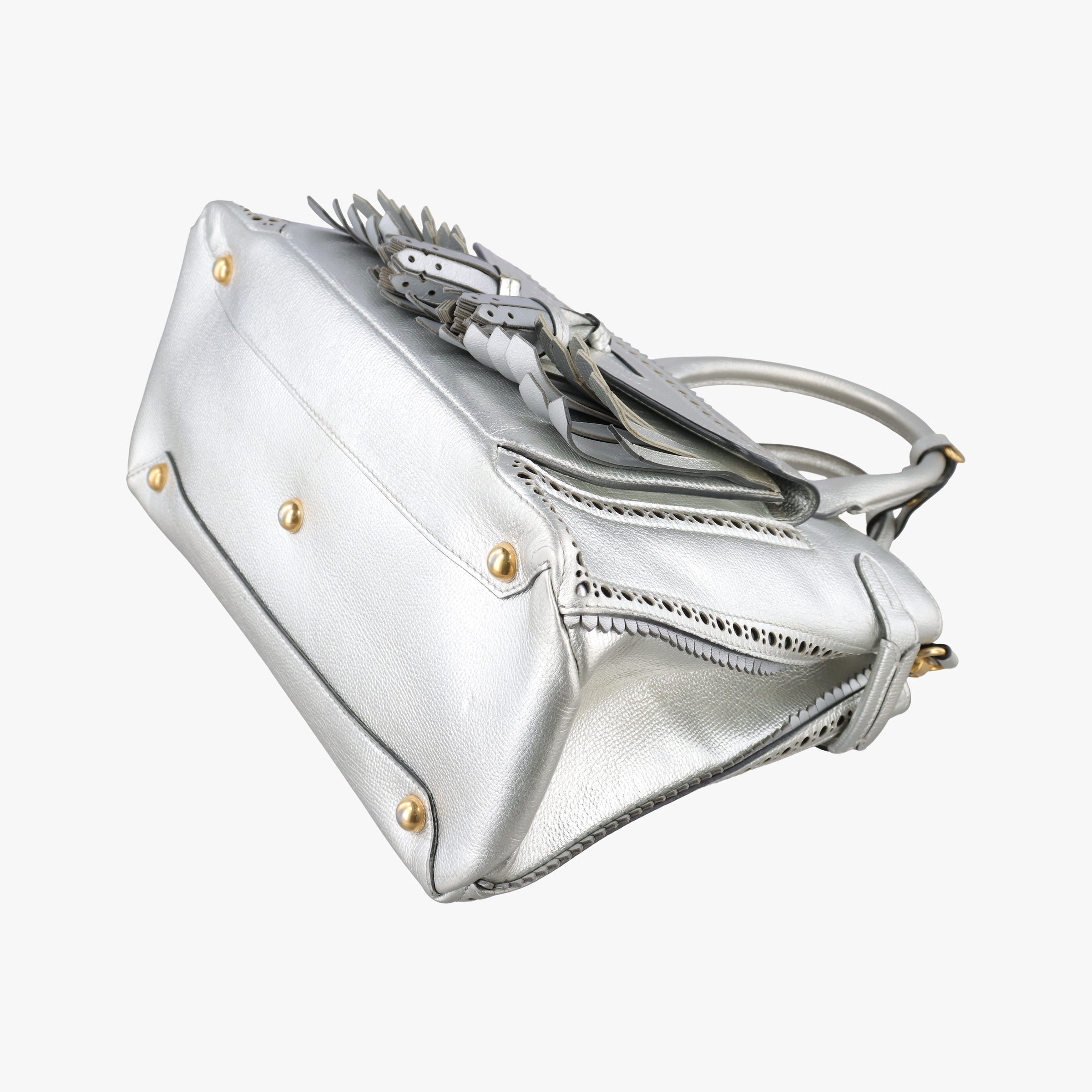 Pre-owned Burberry Medium Brogue Banner Silver leather  shoulderbag | stylenewstar