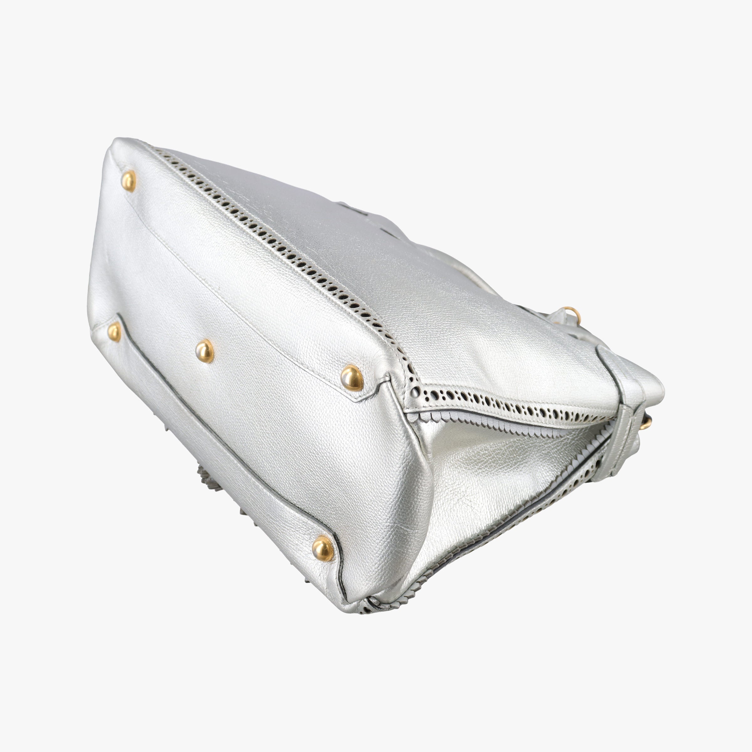 Pre-owned Burberry Medium Brogue Banner Silver leather  shoulderbag | stylenewstar