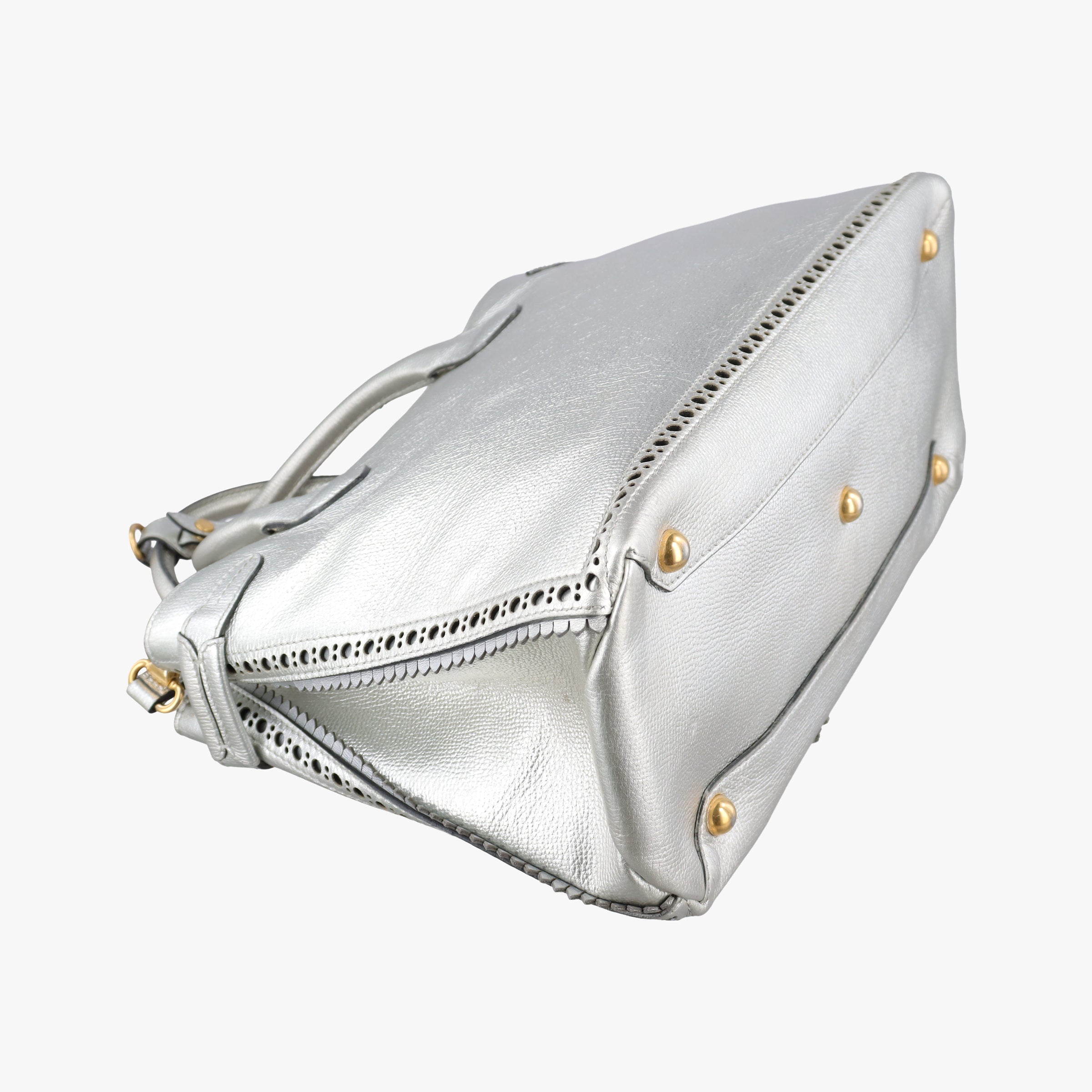 Pre-owned Burberry Medium Brogue Banner Silver leather  shoulderbag | stylenewstar