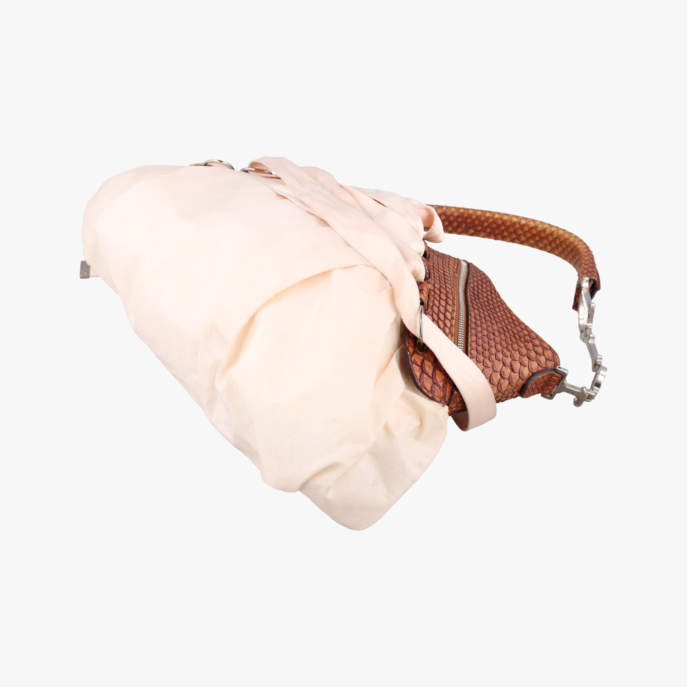 Vintage Christian Dior Ballet Corset Hobo Medium pink×Brown Fabric×snakeskin  handbag | stylenewstar