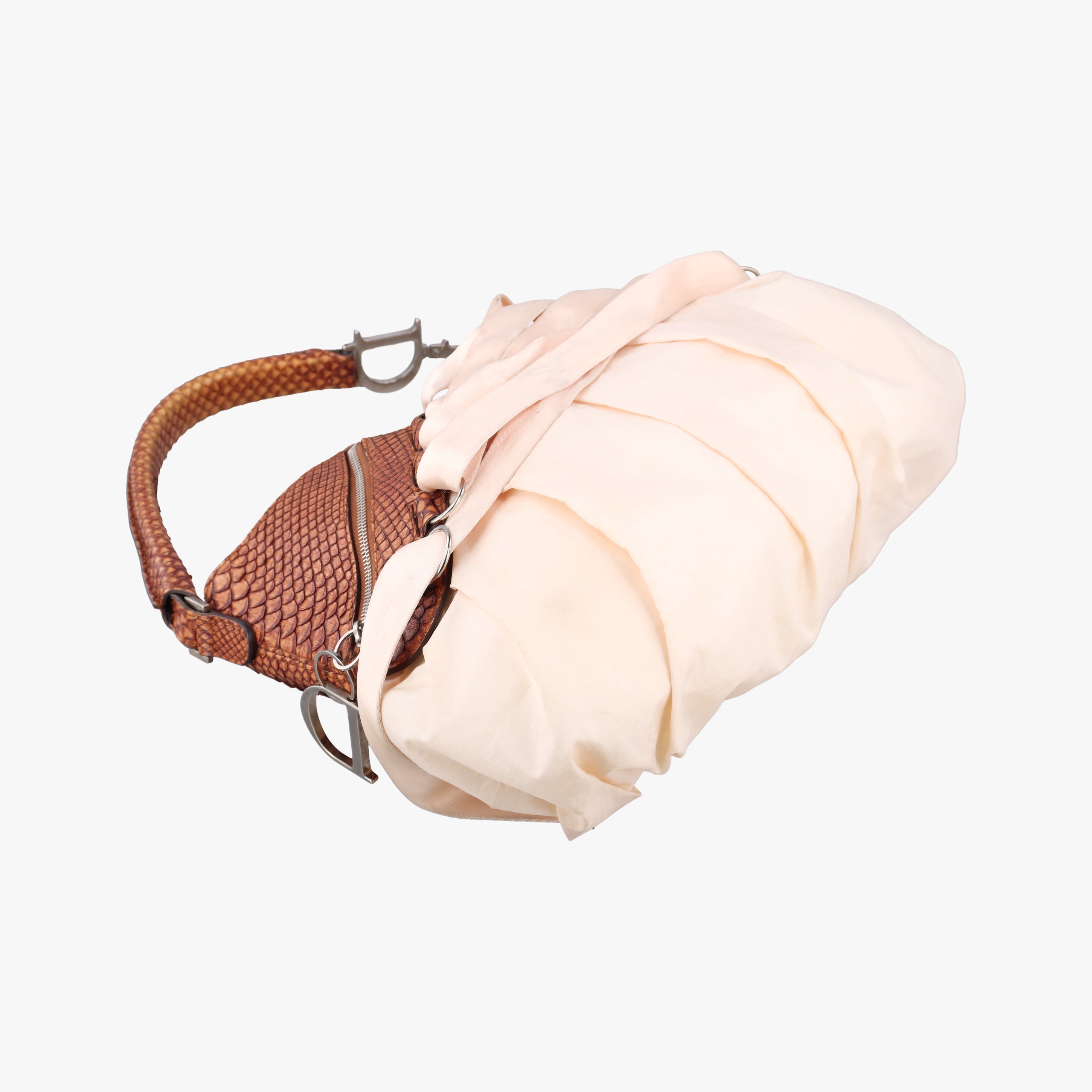 Vintage Christian Dior Ballet Corset Hobo Medium pink×Brown Fabric×snakeskin  handbag | stylenewstar