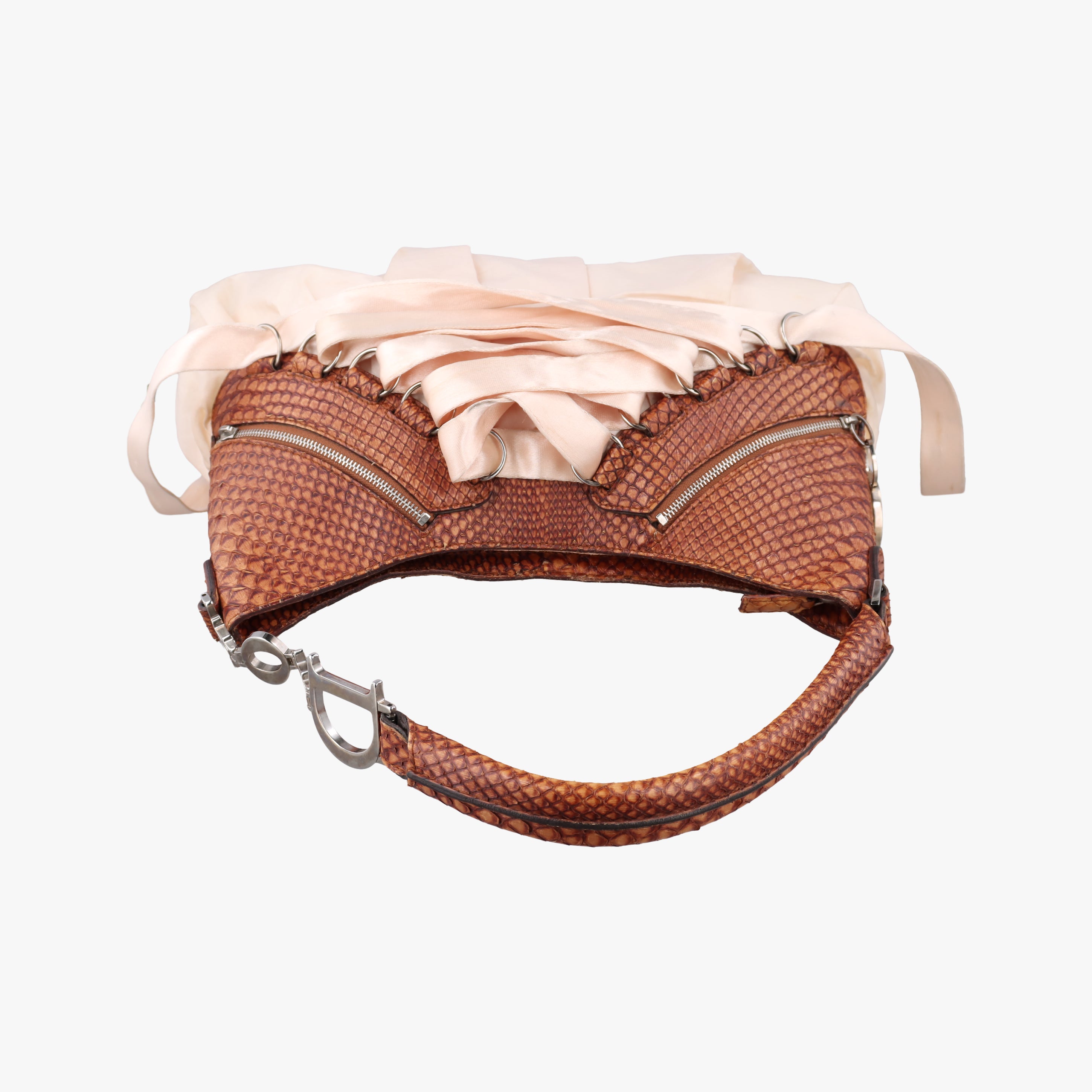 Vintage Christian Dior Ballet Corset Hobo Medium pink×Brown Fabric×snakeskin  handbag | stylenewstar