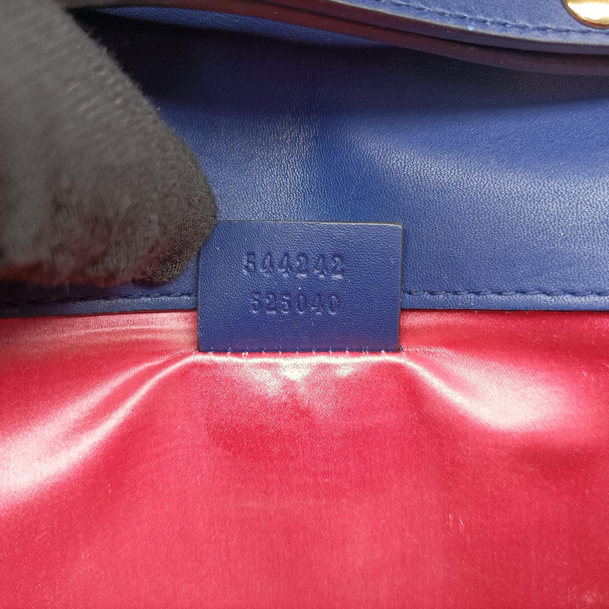Pre-owned Gucci Square G Navy velour 544242 shoulderbag | stylenewstar