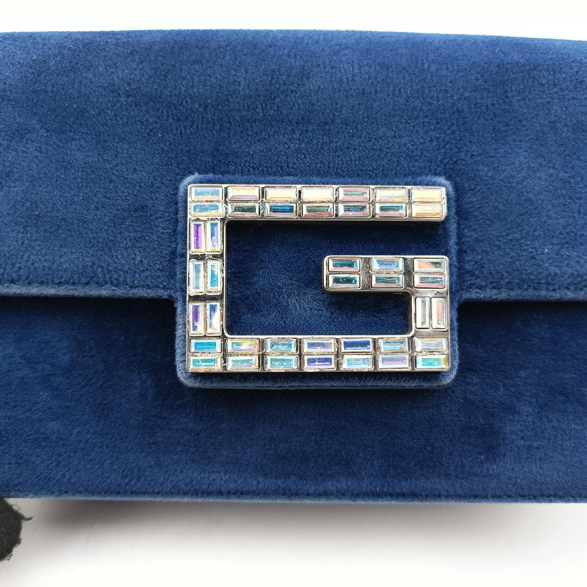 Pre-owned Gucci Square G Navy velour 544242 shoulderbag | stylenewstar