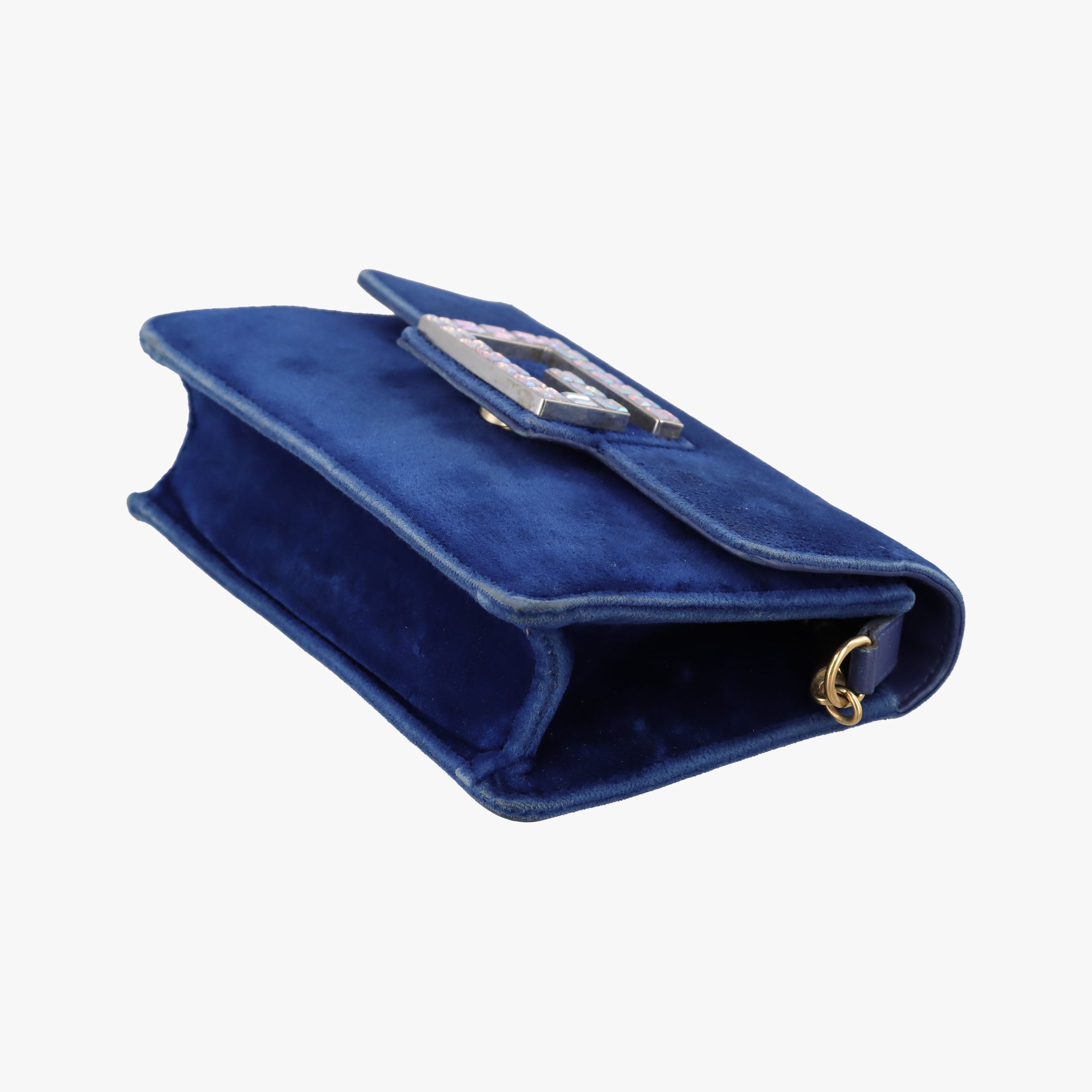 Pre-owned Gucci Square G Navy velour 544242 shoulderbag | stylenewstar