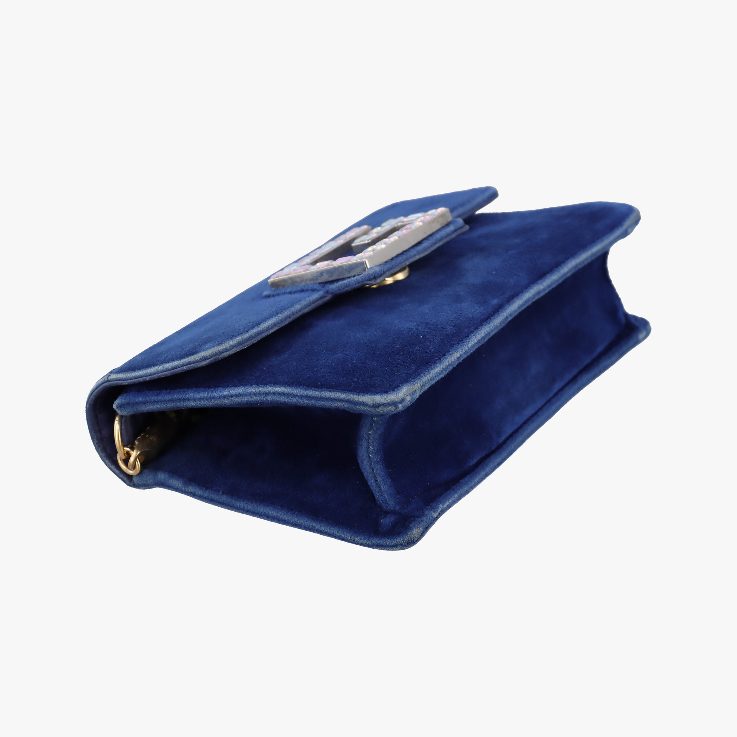 Pre-owned Gucci Square G Navy velour 544242 shoulderbag | stylenewstar