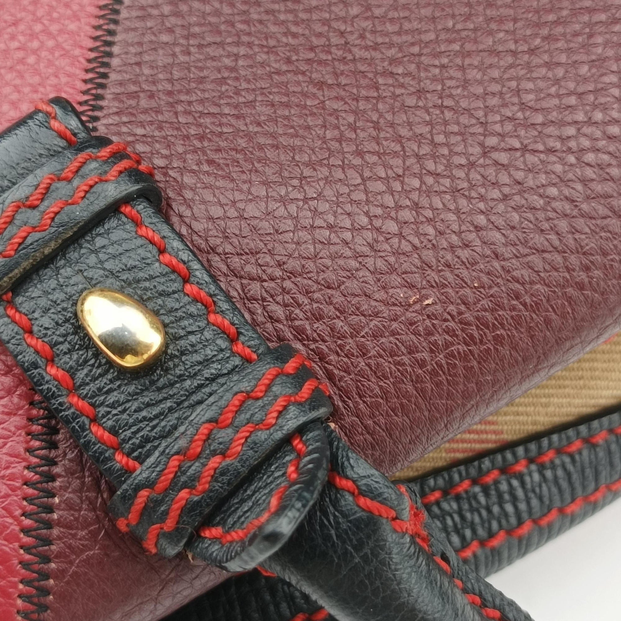 Pre-owned Burberry Banner Patchwork Medium Tote Multicolour Leather CF 402 handbag | stylenewstar