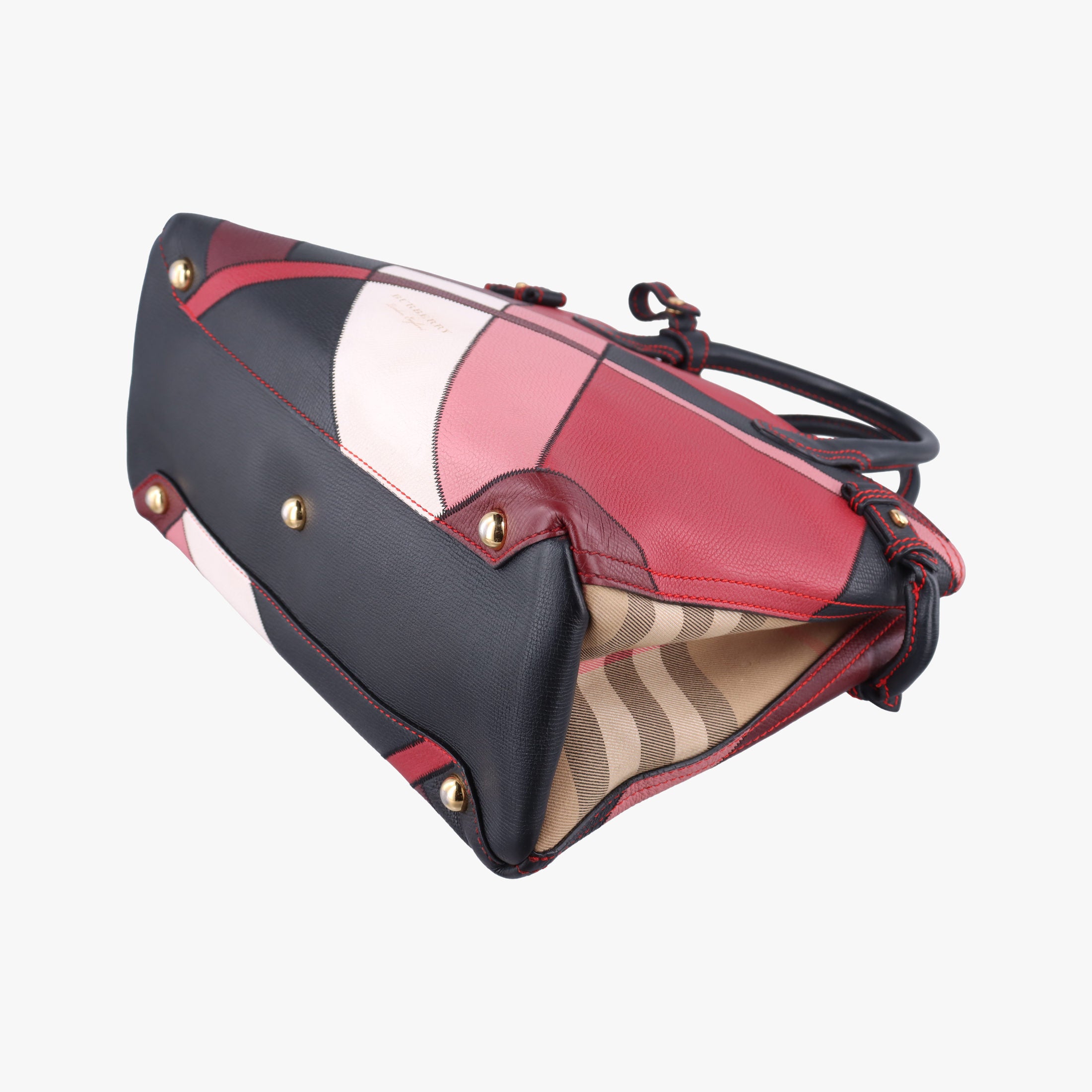 Pre-owned Burberry Banner Patchwork Medium Tote Multicolour Leather CF 402 handbag | stylenewstar