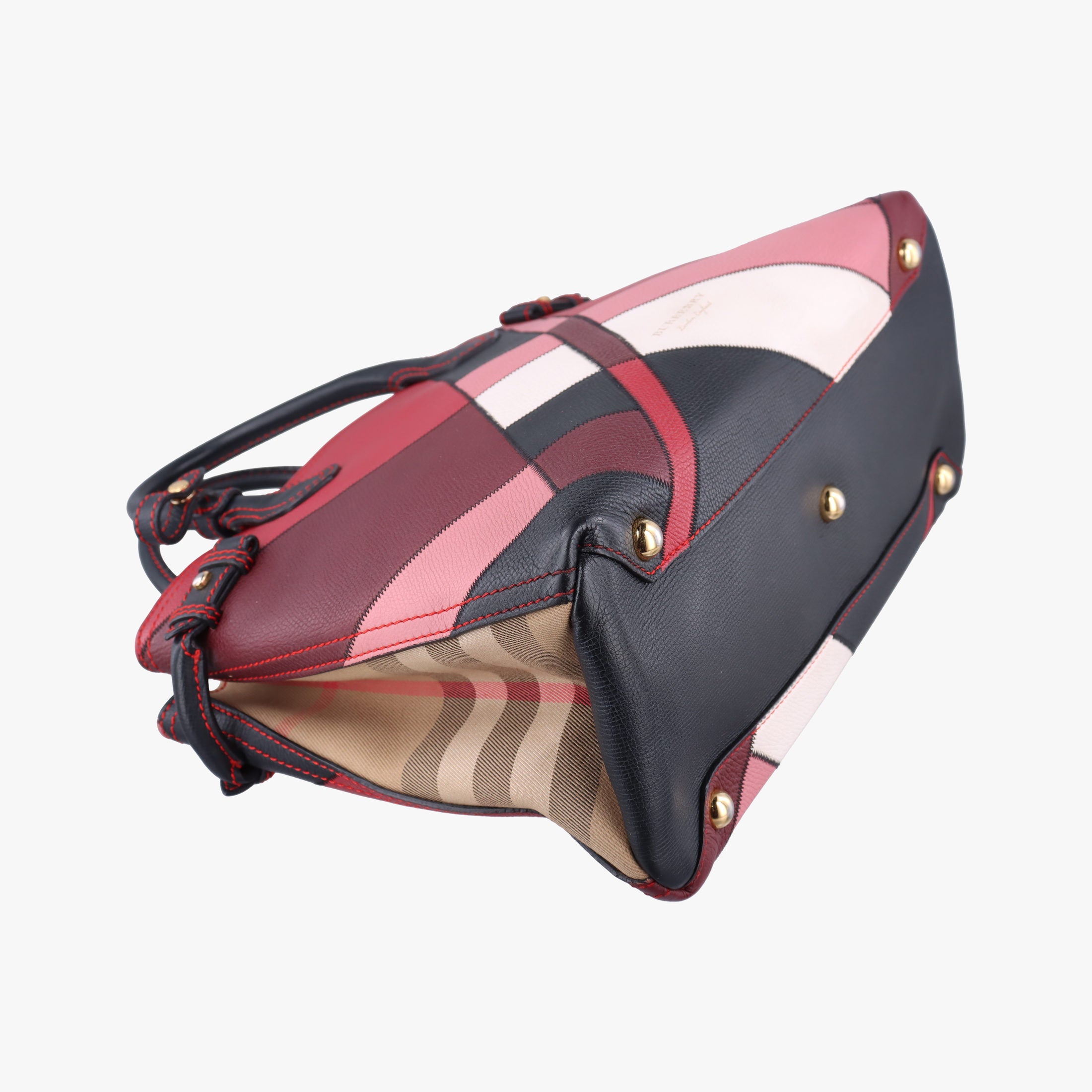 Pre-owned Burberry Banner Patchwork Medium Tote Multicolour Leather CF 402 handbag | stylenewstar