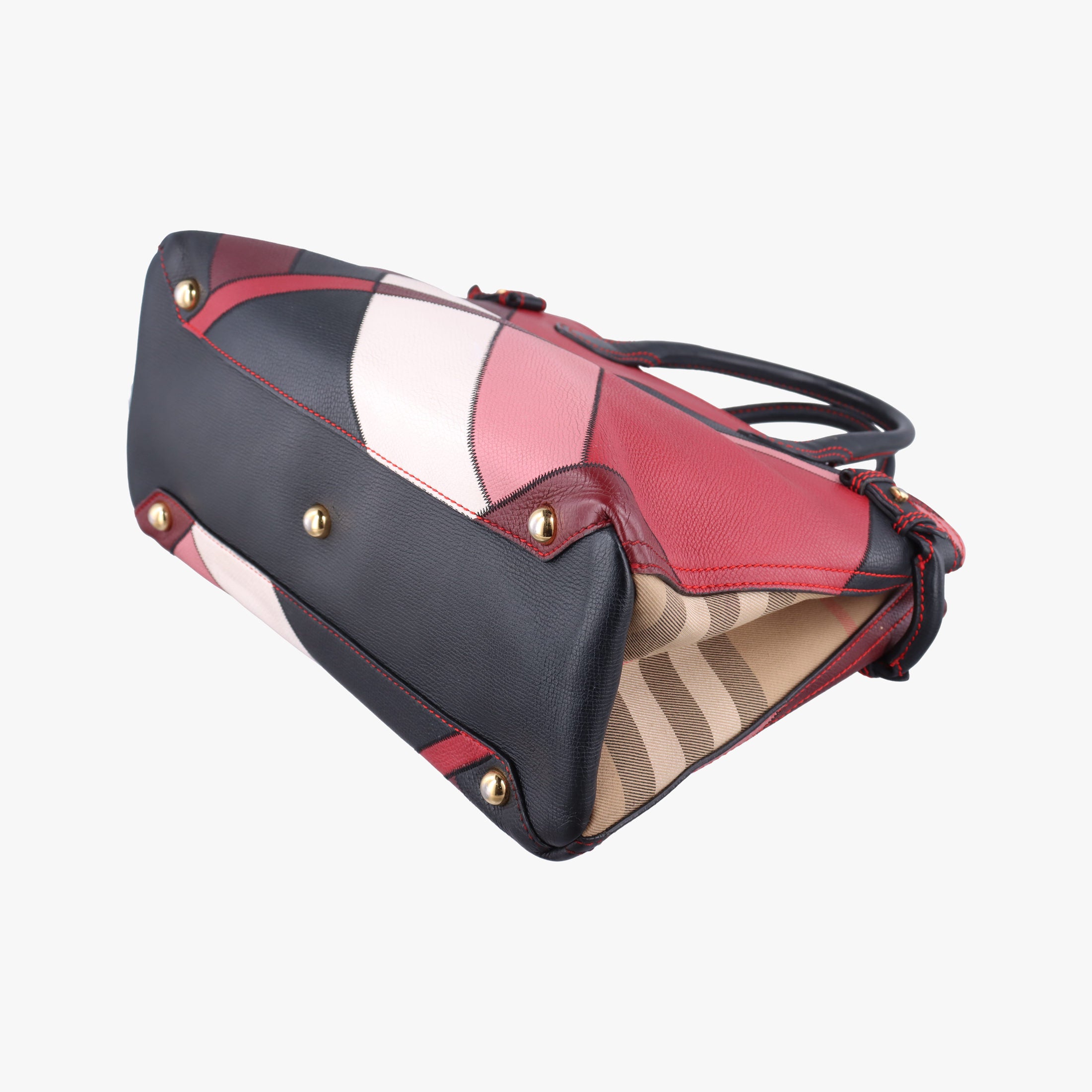Pre-owned Burberry Banner Patchwork Medium Tote Multicolour Leather CF 402 handbag | stylenewstar