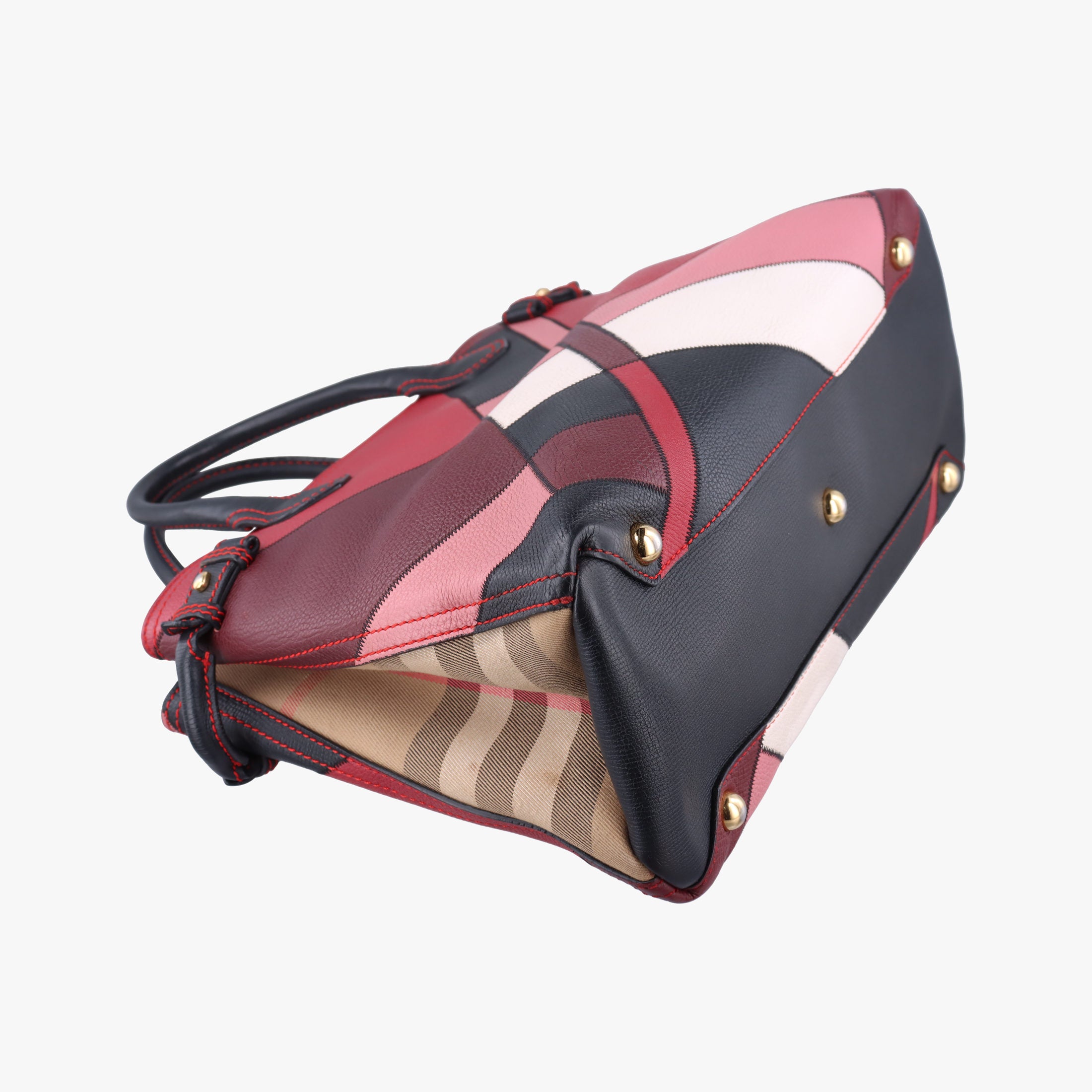 Pre-owned Burberry Banner Patchwork Medium Tote Multicolour Leather CF 402 handbag | stylenewstar