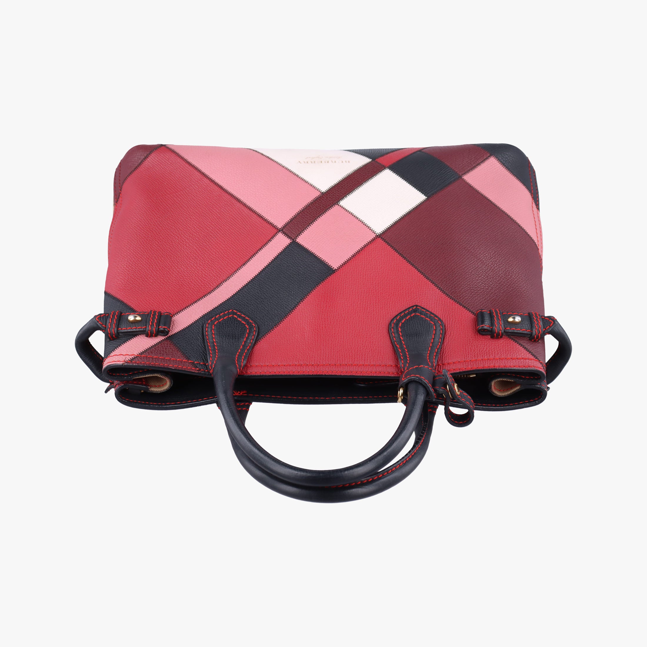 Pre-owned Burberry Banner Patchwork Medium Tote Multicolour Leather CF 402 handbag | stylenewstar
